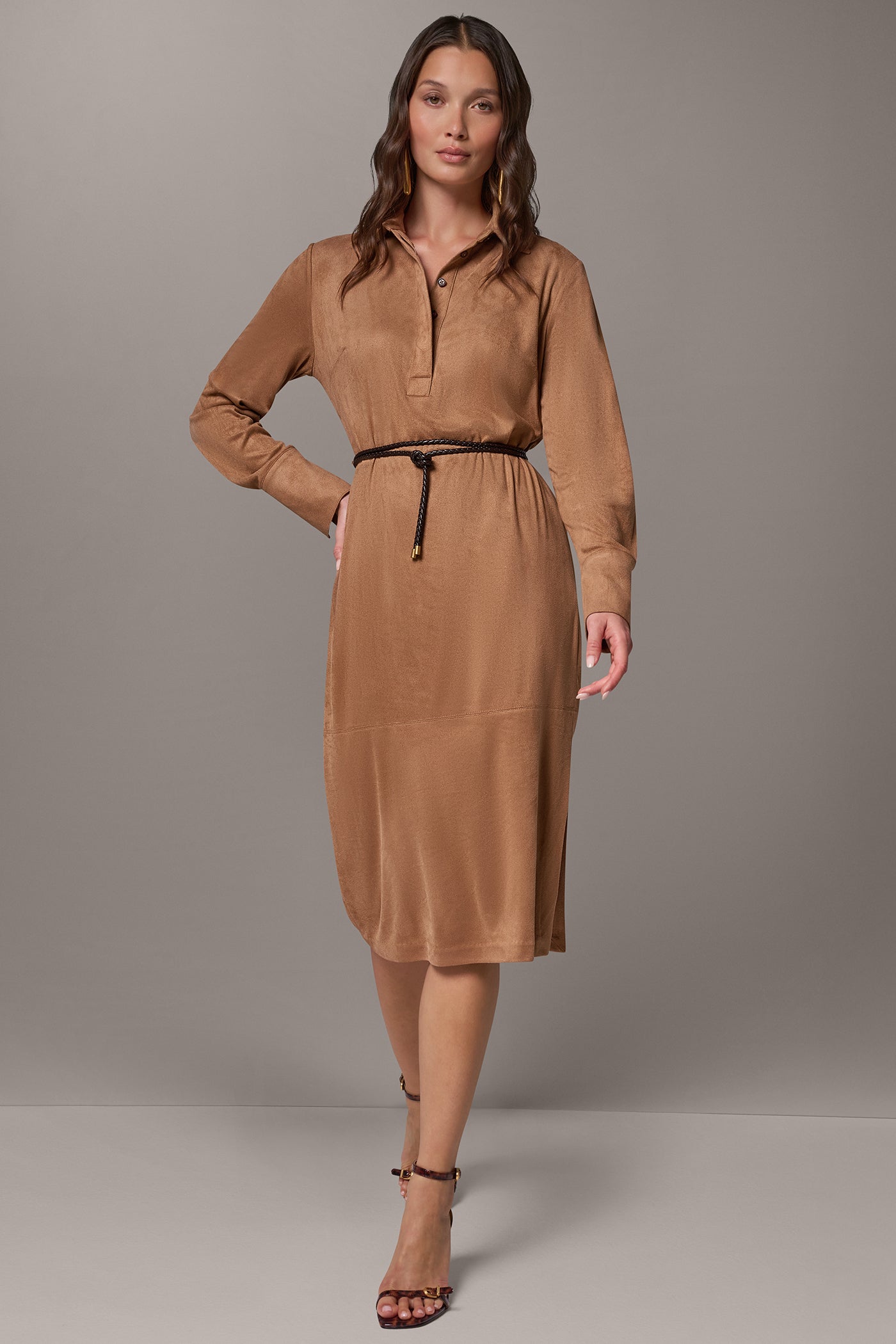 HALF BUTTON MIDI SHIRT DRESS VIEW 8