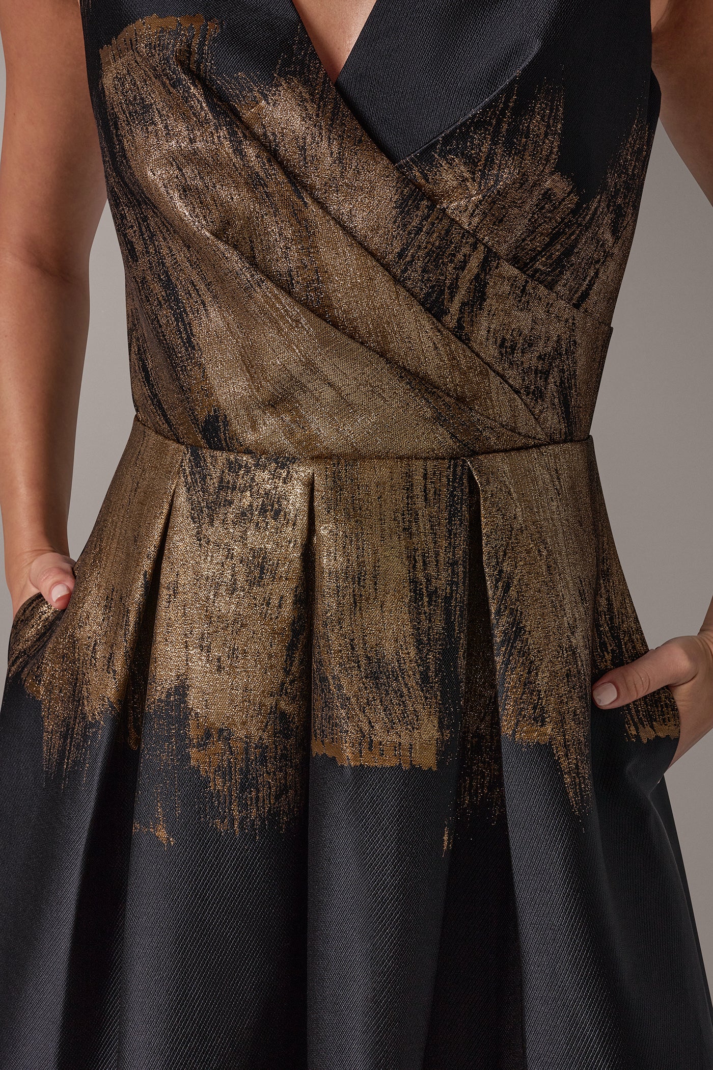 FLORAL METALLIC BRUSHSTOKE MIDI DRESS VIEW 4