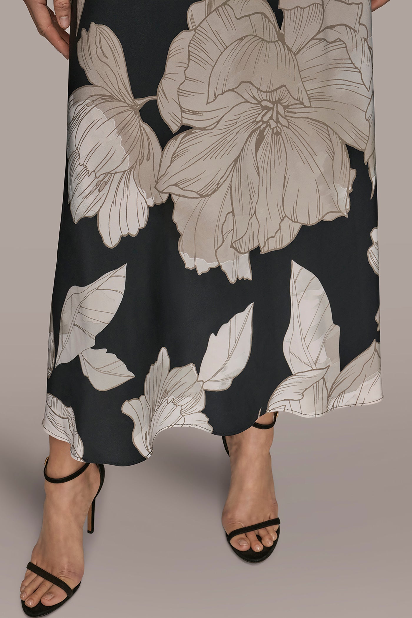 SLEEVELESS FLORAL HALTER A LINE MIDI DRESS VIEW 4 | Event Dressing