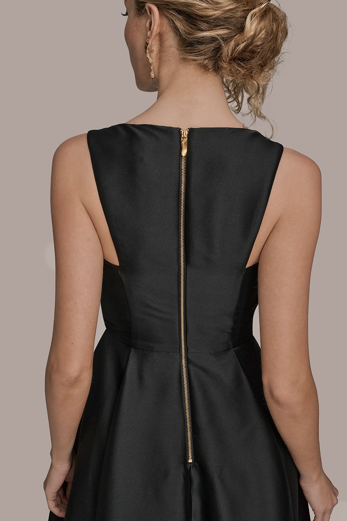 TAFFETA SLEEVELESS V-NECK HIGH-LOW GOWN VIEW 6 | Event Dressing