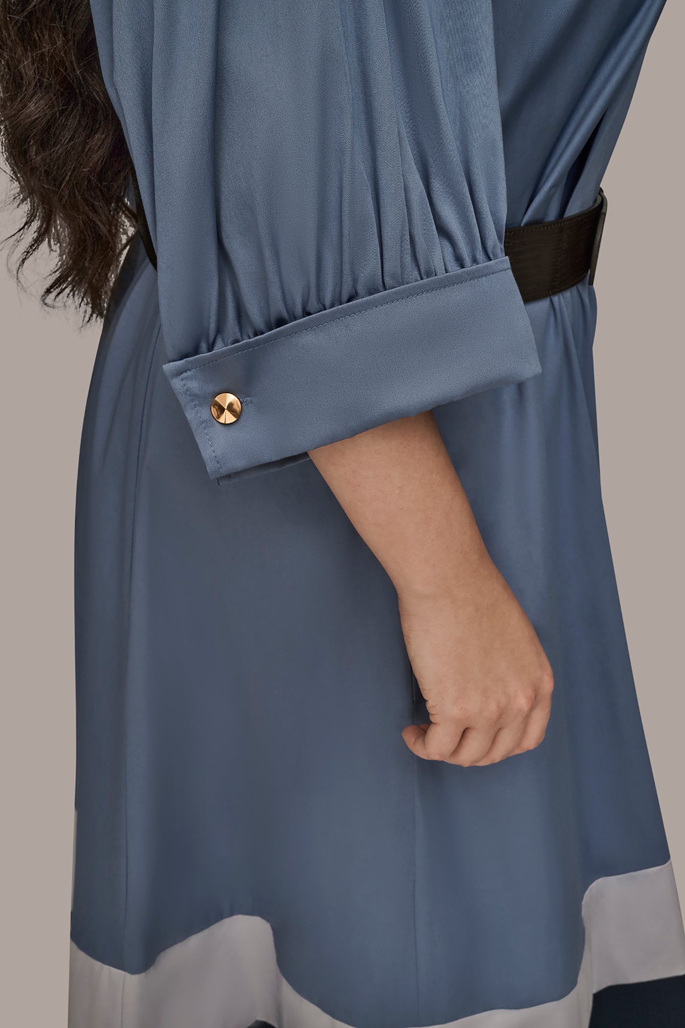 COTTON COLOR-BLOCK MIDI SHIRT DRESS VIEW 13 | New Arrivals