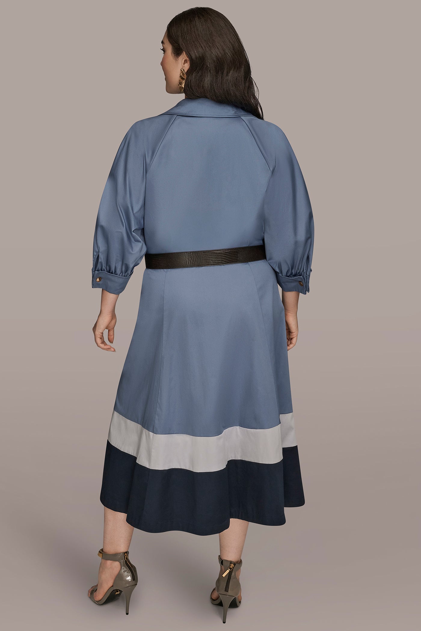 COTTON COLOR-BLOCK MIDI SHIRT DRESS VIEW 12 | New Arrivals
