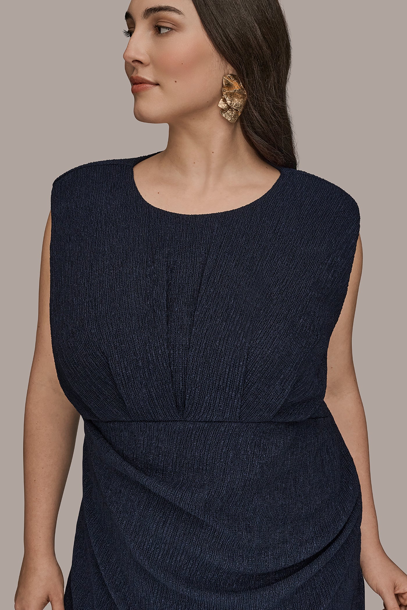 CRINKLED SLEEVELESS RUCHED MIDI DRESS VIEW 11 | Clothing