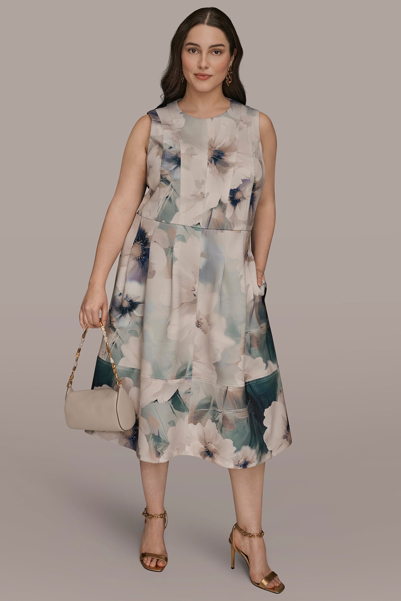 FLORAL SLEEVELESS MIDI DRESS VIEW 16 | Cocktail & Party