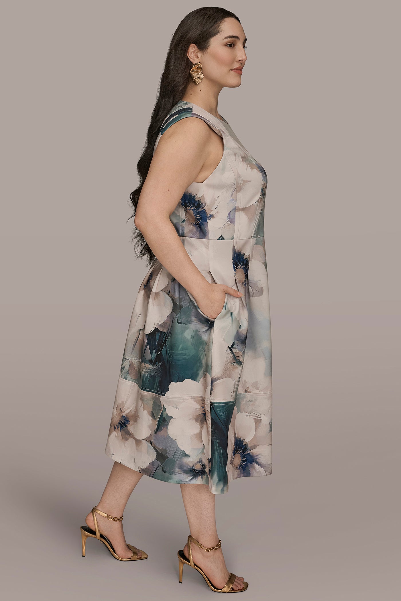 FLORAL SLEEVELESS MIDI DRESS VIEW 12 | Cocktail & Party
