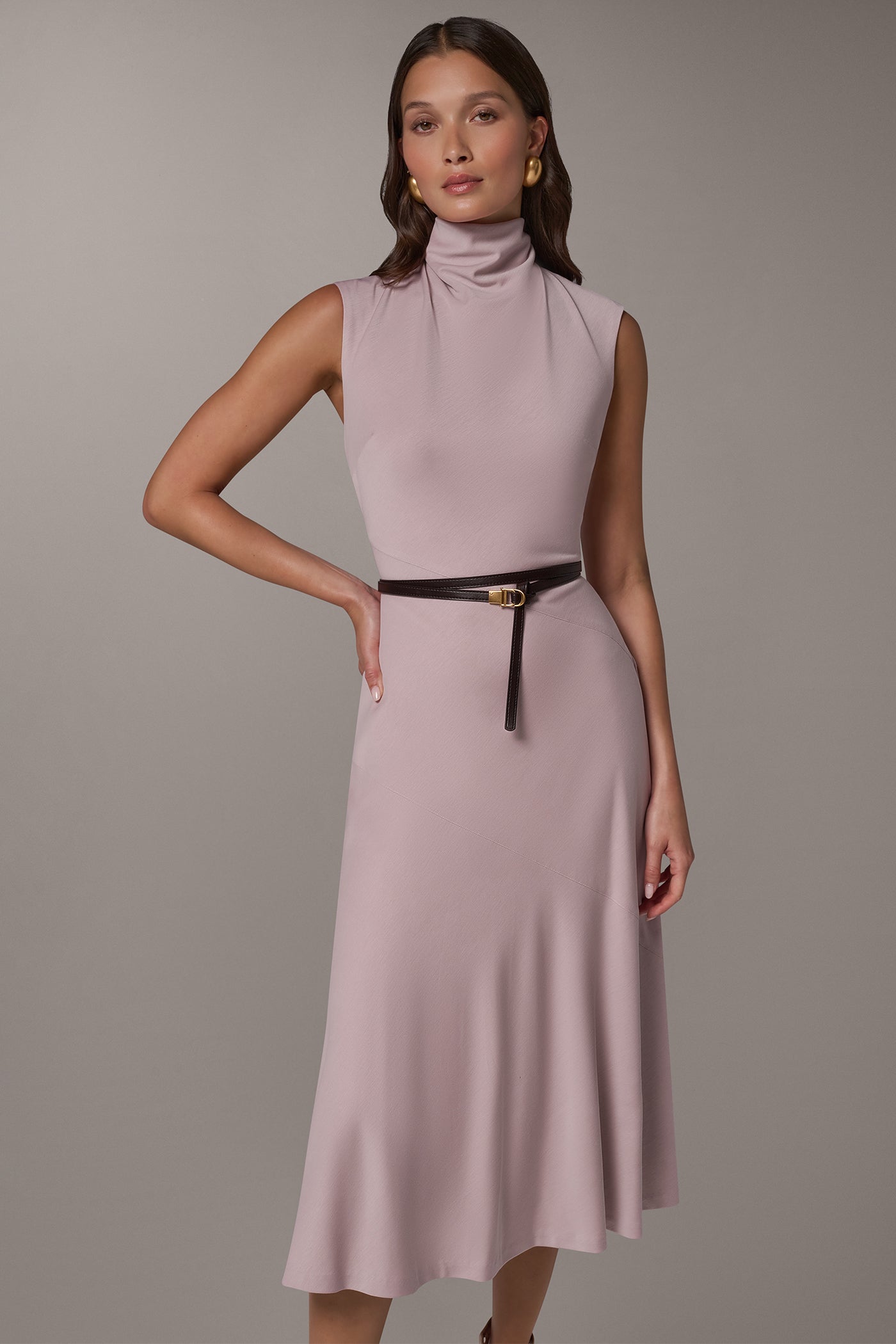 HIGH MOCK NECK MIDI DRESS VIEW 7 | Private offer
