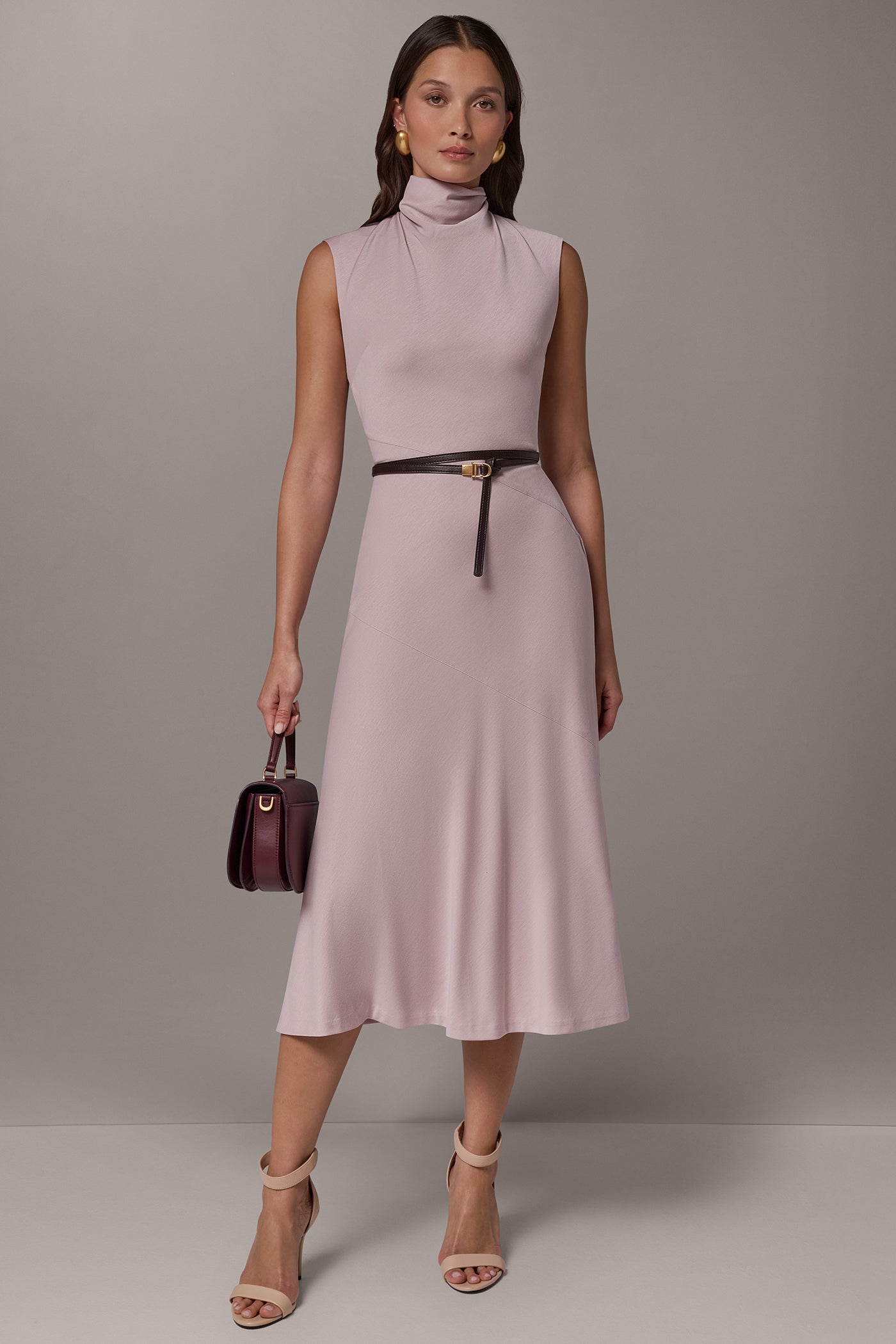 HIGH MOCK NECK MIDI DRESS