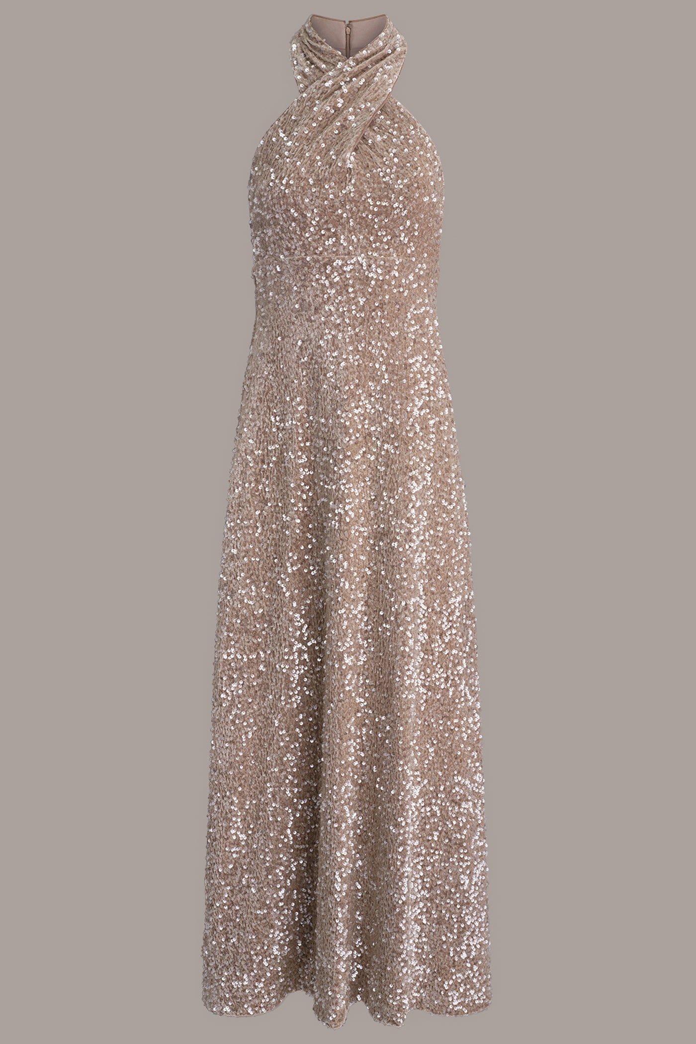 SEQUIN VELVET HALTER GOWN VIEW 10