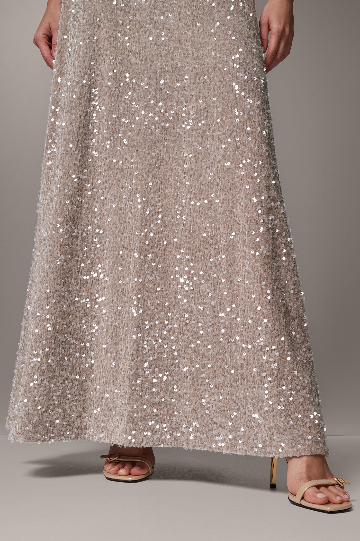 SEQUIN VELVET HALTER GOWN VIEW 7