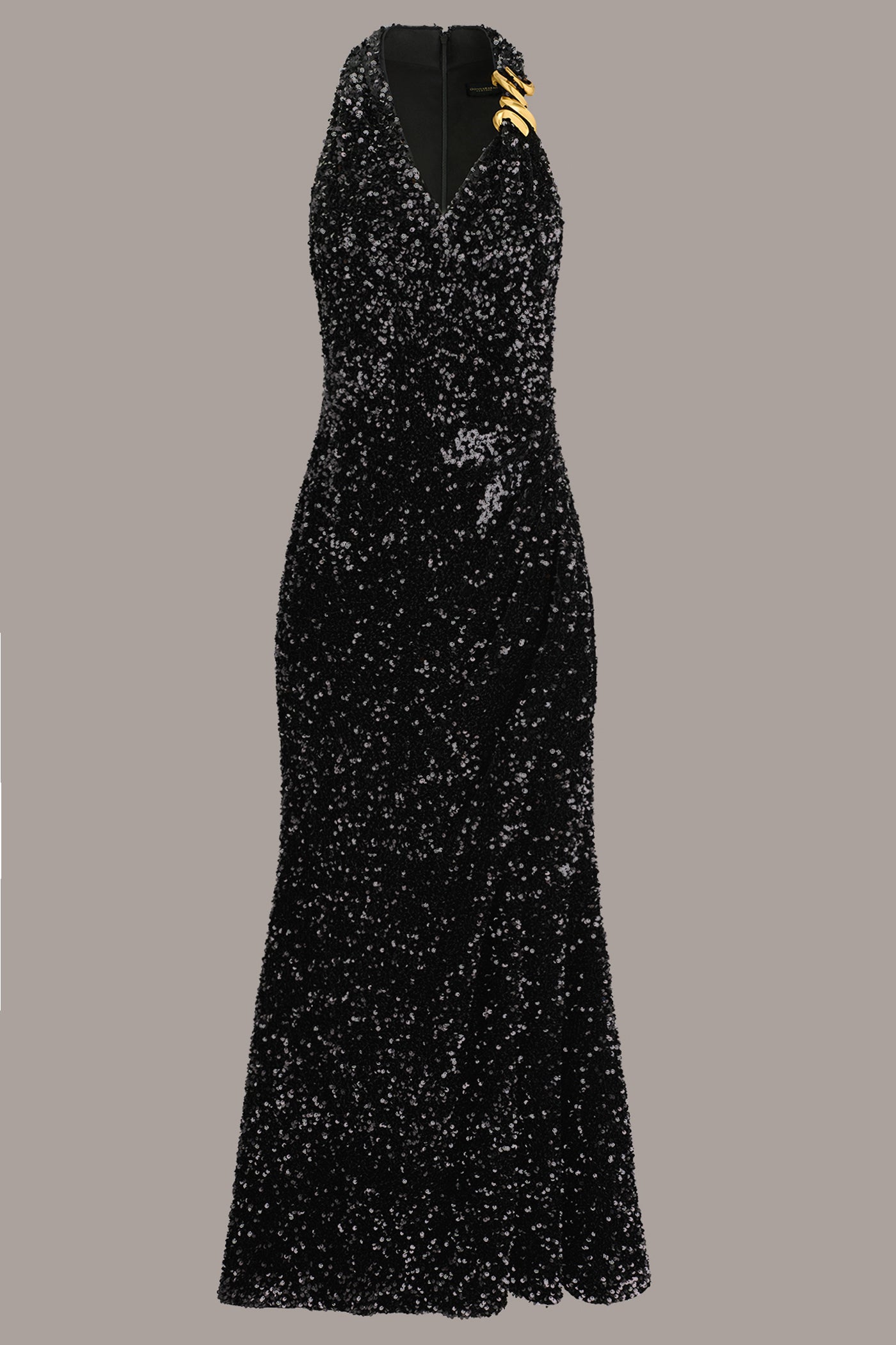 SEQUIN VELVET ASYMMETRIC HALTER GOWN VIEW 9 | Dresses & Jumpsuits