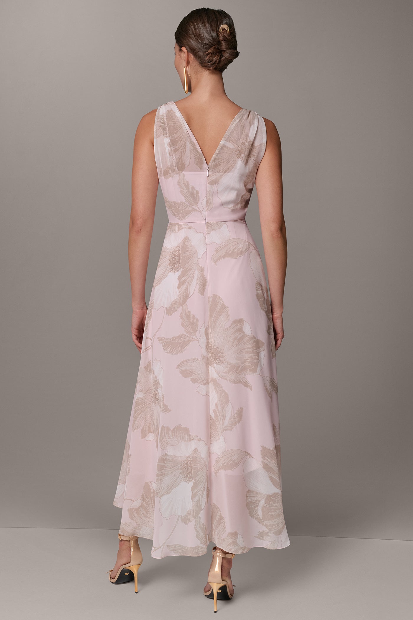 FLORAL CHIFFON WRAP-EFFECT MIDI DRESS VIEW 3