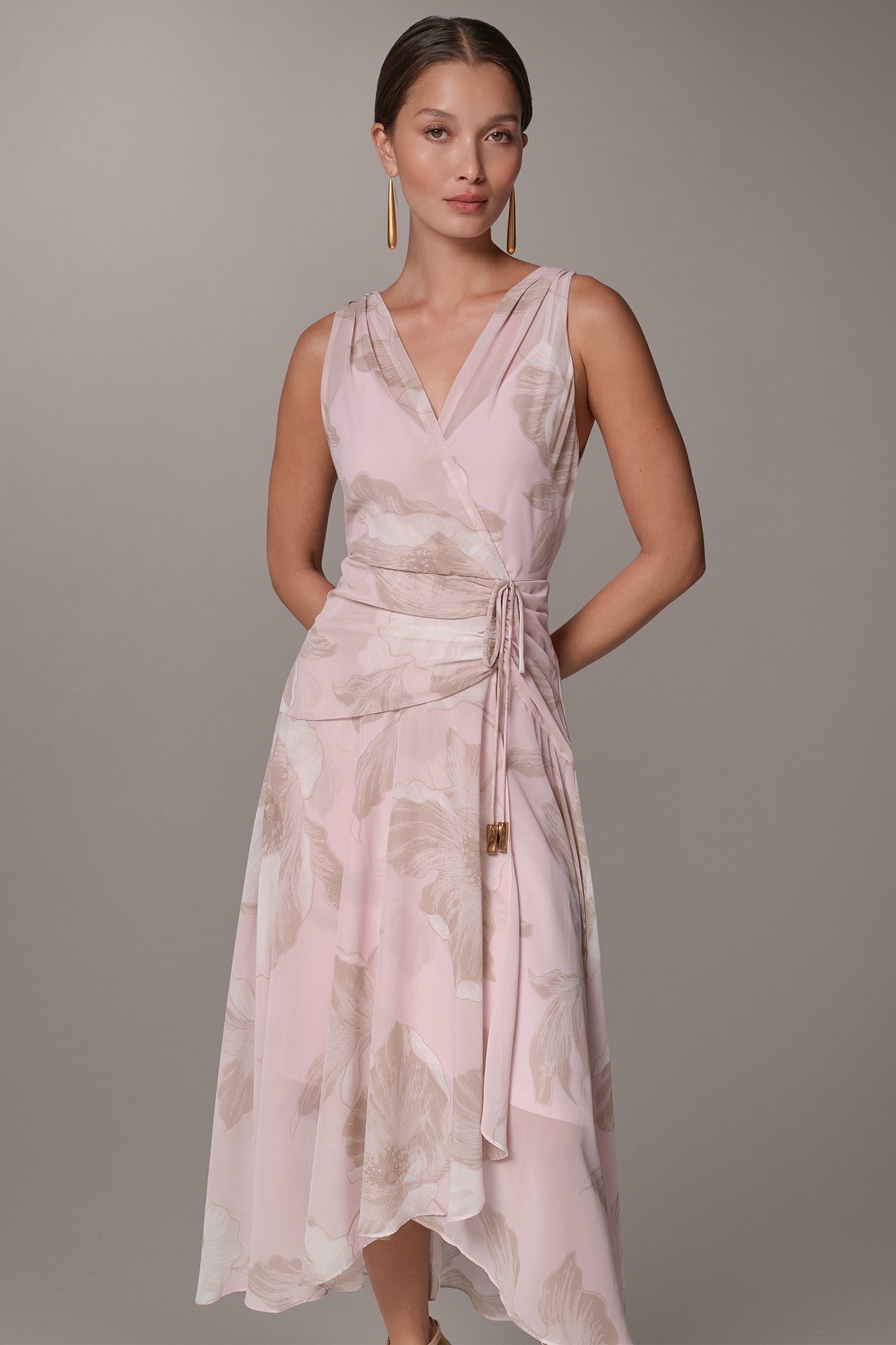 FLORAL CHIFFON WRAP-EFFECT MIDI DRESS VIEW 7