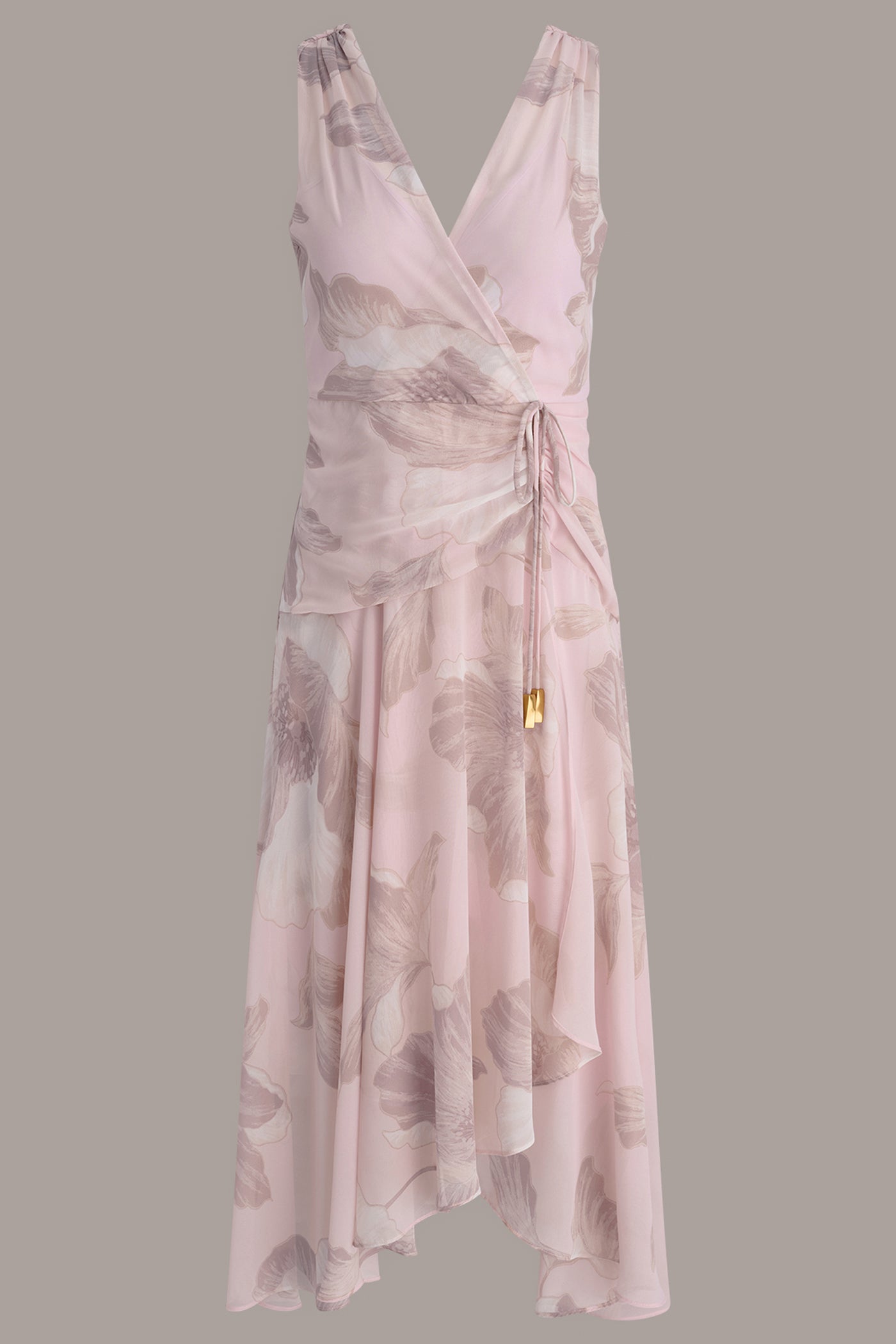 FLORAL CHIFFON WRAP-EFFECT MIDI DRESS VIEW 10