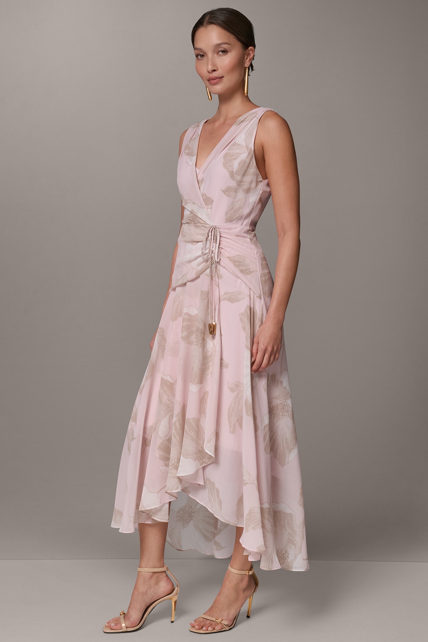 FLORAL CHIFFON WRAP-EFFECT MIDI DRESS VIEW 2