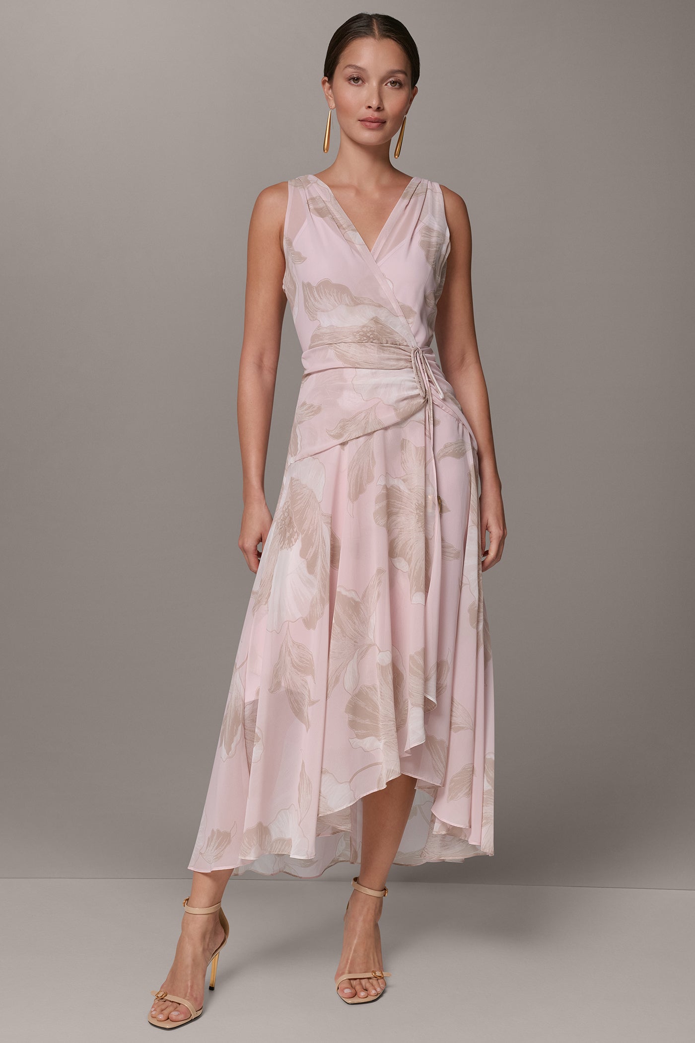 FLORAL CHIFFON WRAP-EFFECT MIDI DRESS VIEW 8