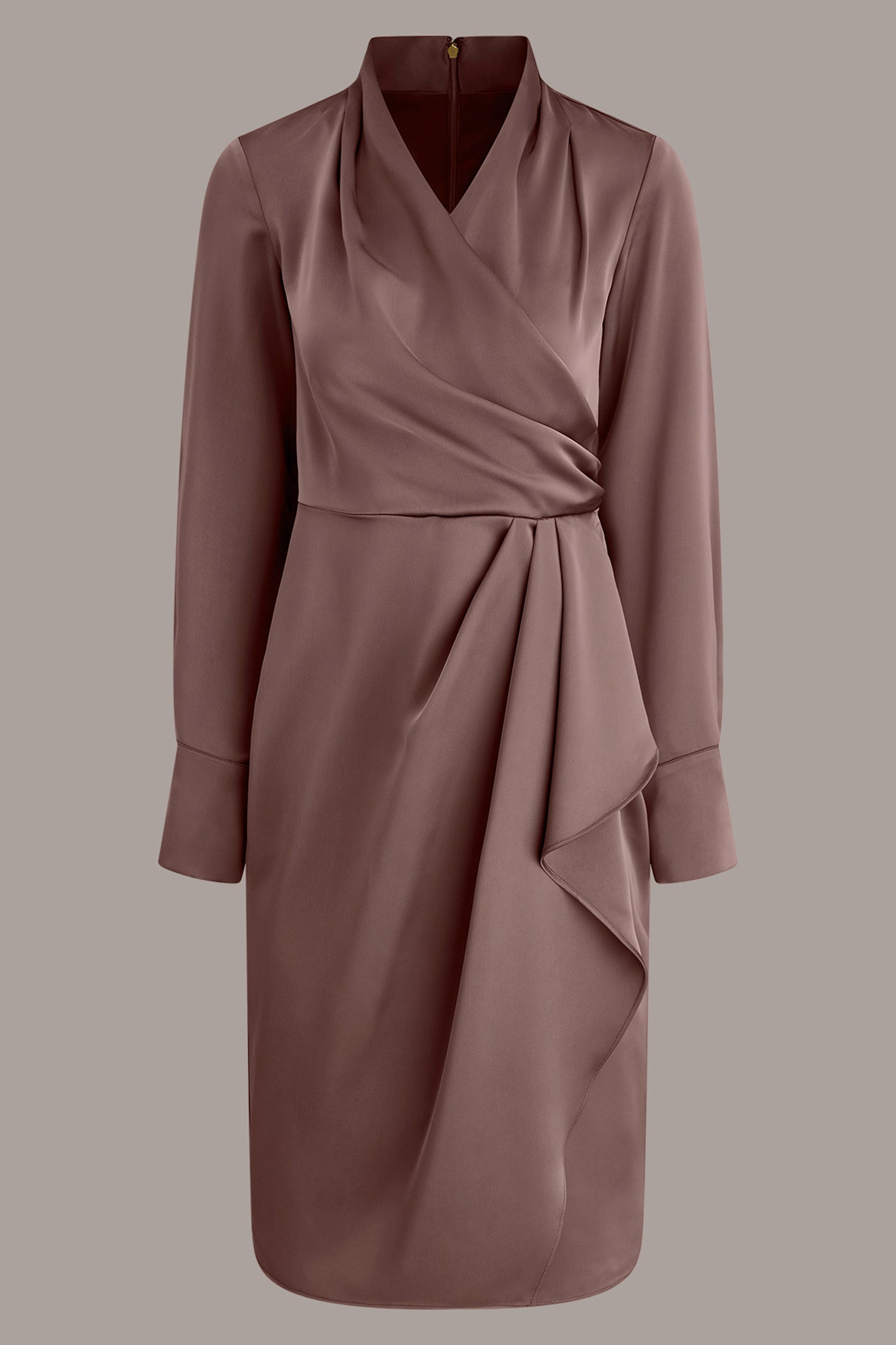 SATIN DRAPE WRAP-EFFECT SHEATH VIEW 10 | Holiday Collection