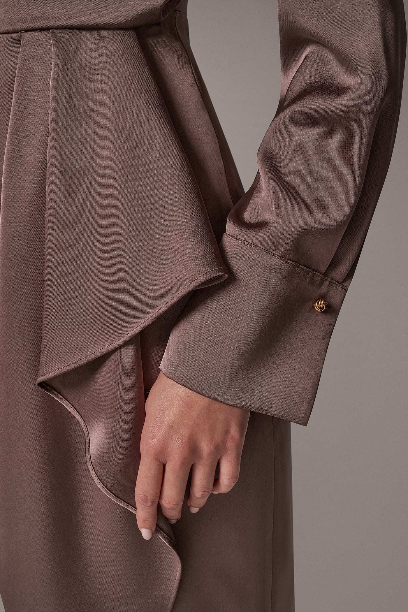 SATIN DRAPE WRAP-EFFECT SHEATH VIEW 6 | Holiday Collection