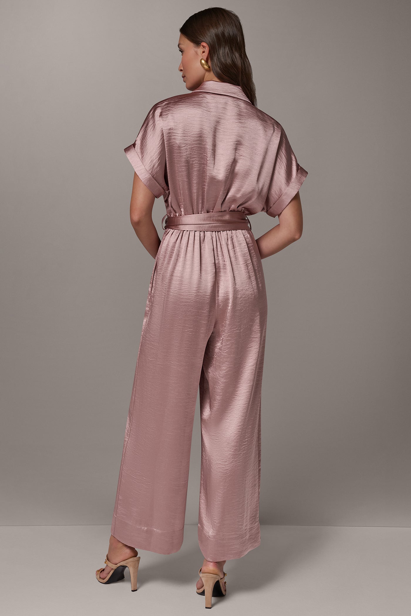 SATIN WIDE-LEG ANKLE JUMPSUIT VIEW 3