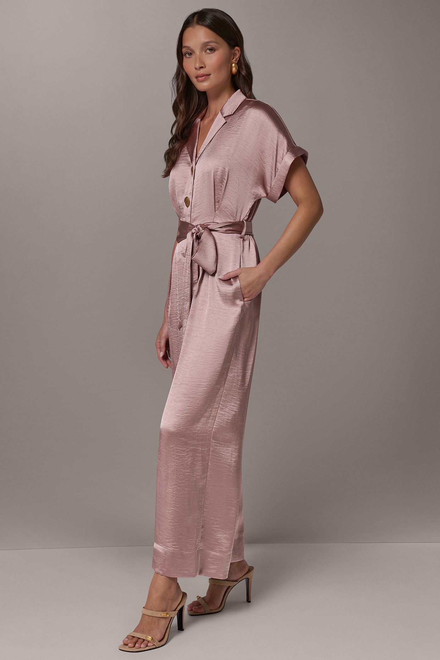 SATIN WIDE-LEG ANKLE JUMPSUIT VIEW 2
