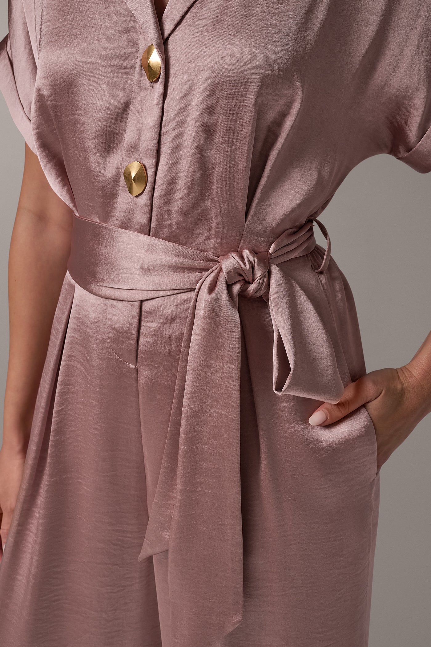 SATIN WIDE-LEG ANKLE JUMPSUIT VIEW 6