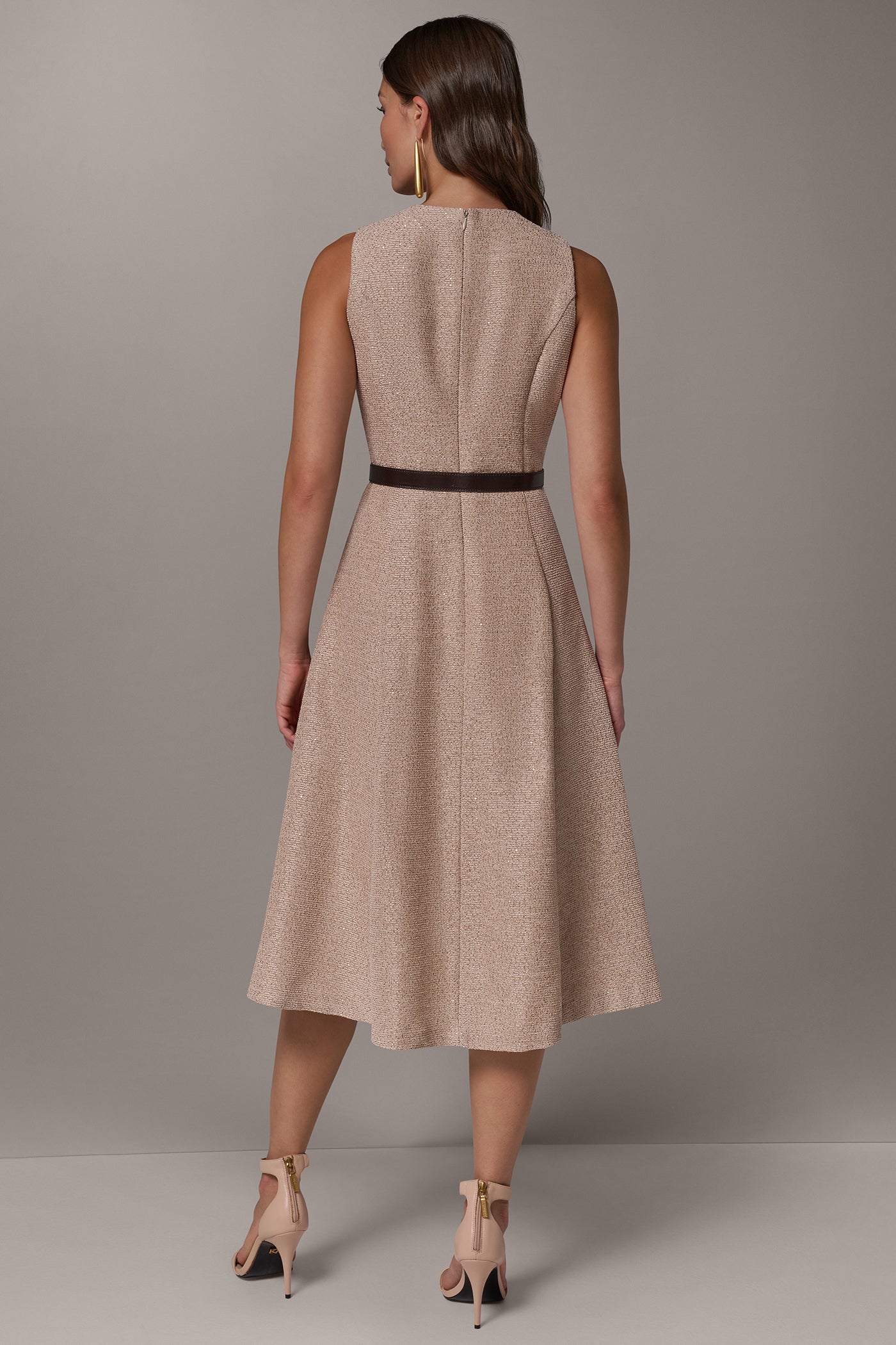 SEQUIN TWEED MIDI A-LINE DRESS VIEW 3 | Dresses & Jumpsuits