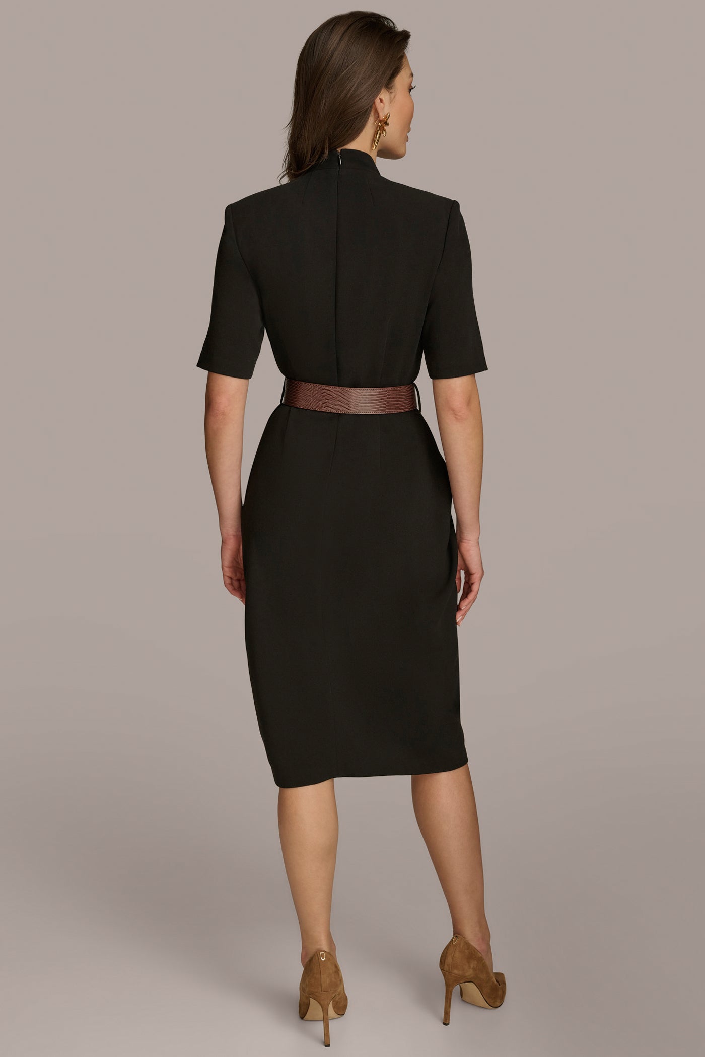 BELTED MIDI DRESS | View 2 | Black Dresses
