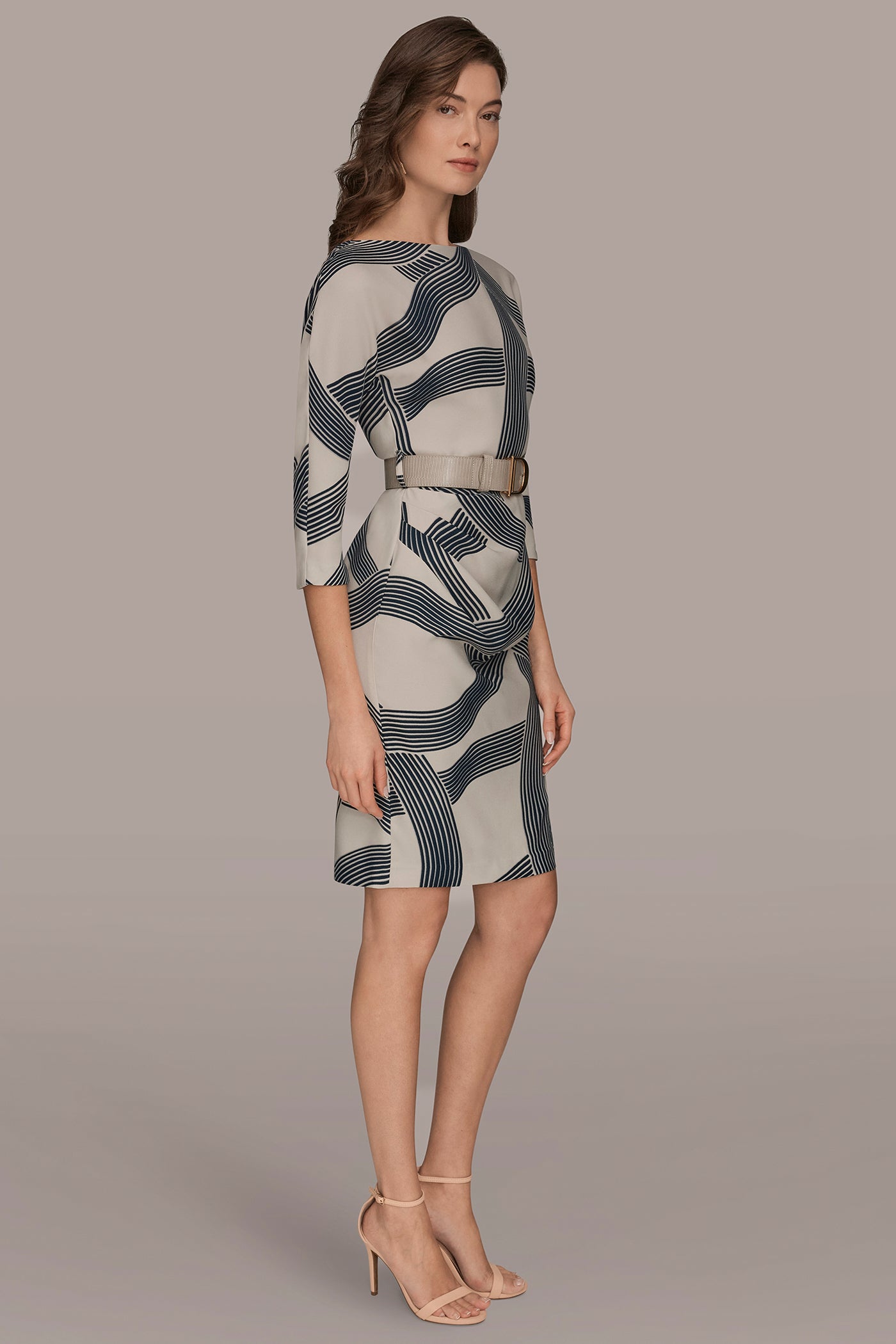 DOT CREPE 3/4 SLEEVE DRESS VIEW 3 | Clothing