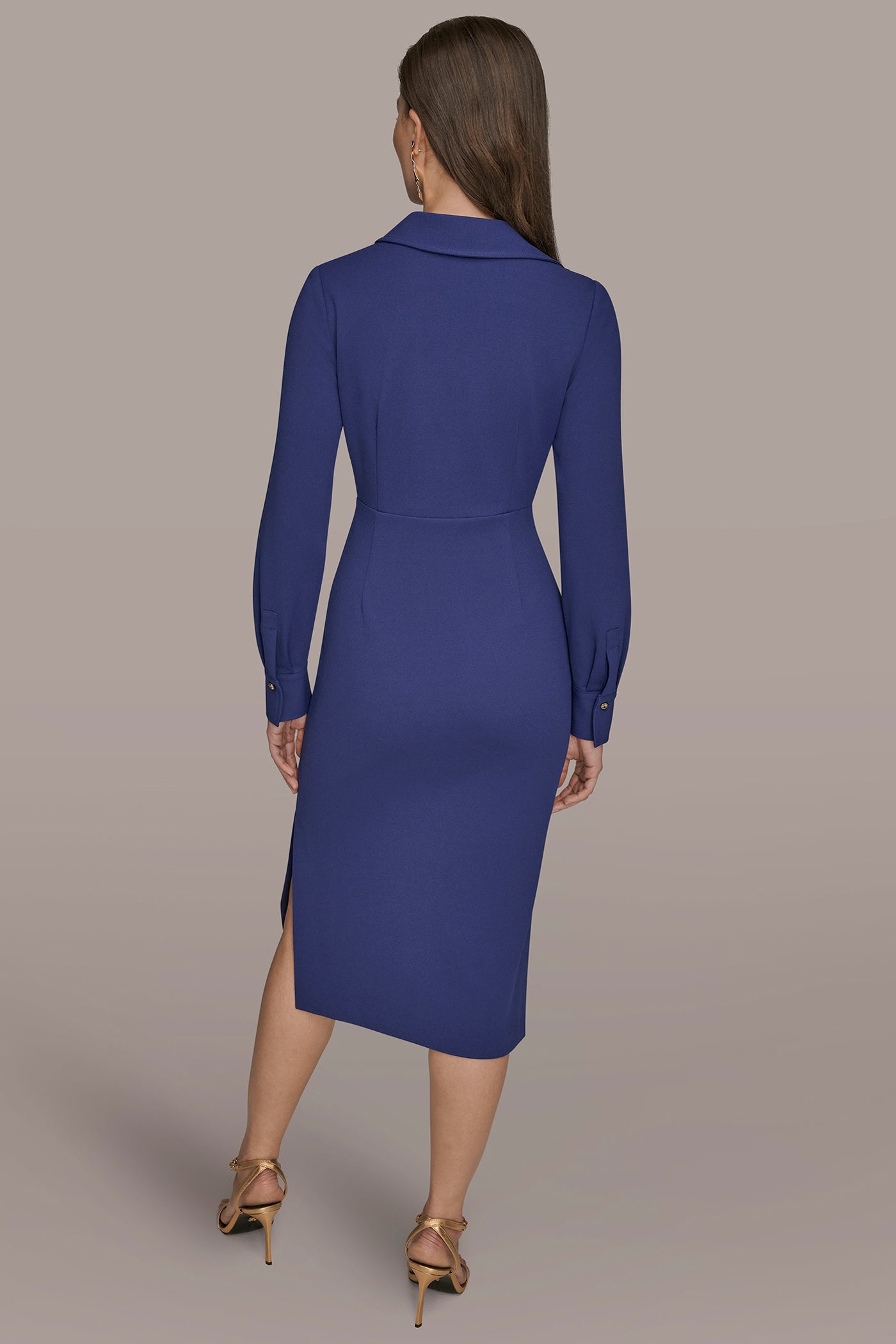 LONG SLEEVE WRAP-EFFECT MIDI SHIRT DRESS | View 2 | Dresses & Jumpsuits