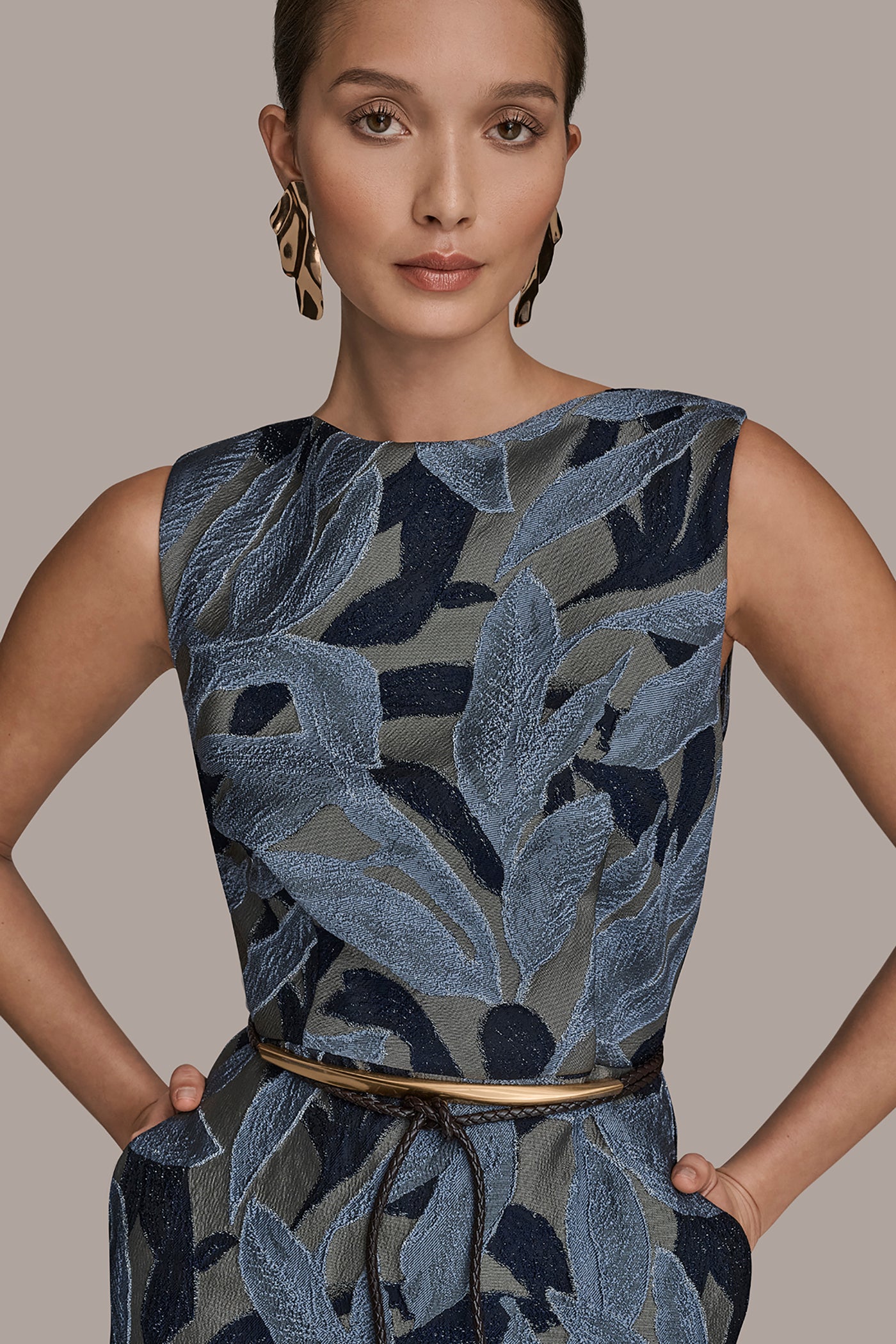 JACQUARD SLEEVELESS COWL-NECK SHEATH DRESS VIEW 5 | Dresses & Jumpsuits