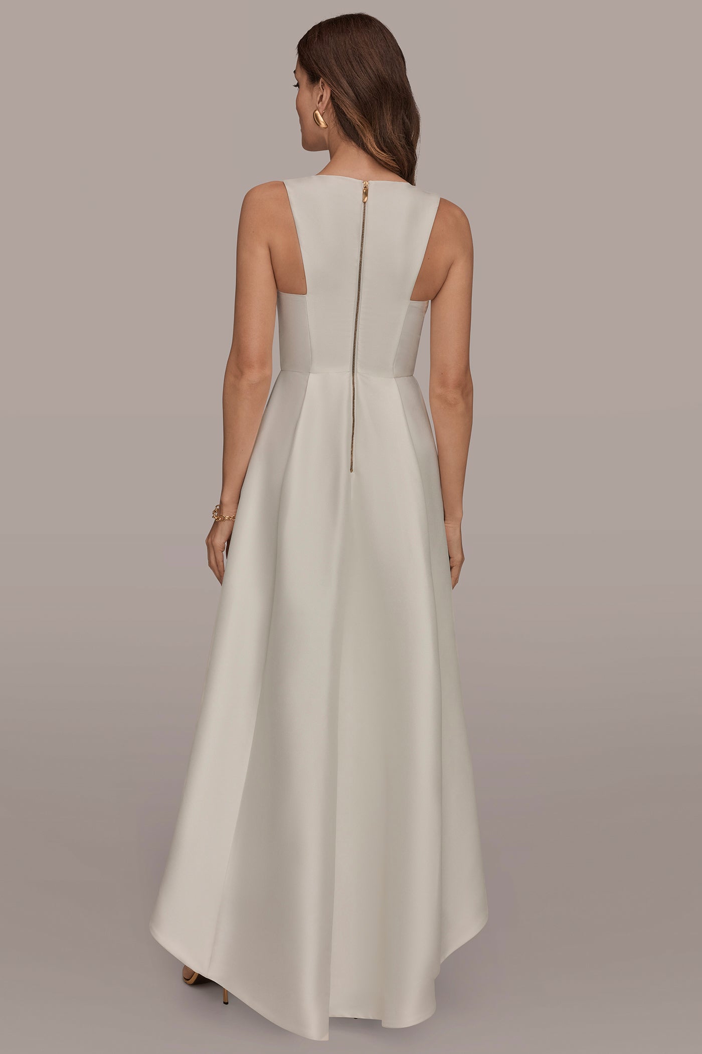 TAFFETA SLEEVELESS V-NECK HIGH-LOW GOWN | View 2 | Dresses & Jumpsuits