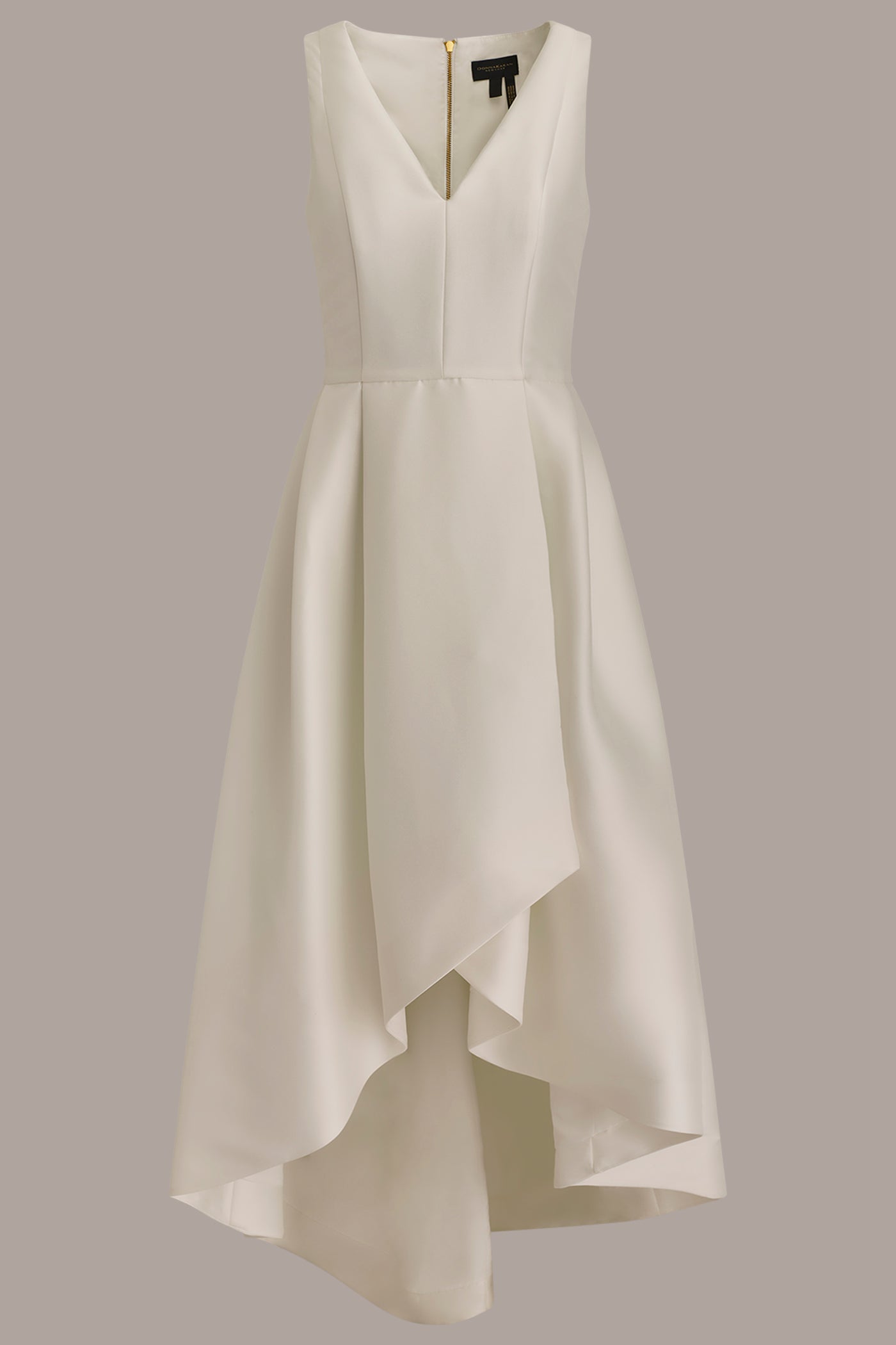 TAFFETA SLEEVELESS V-NECK HIGH-LOW GOWN VIEW 9 | New Arrivals