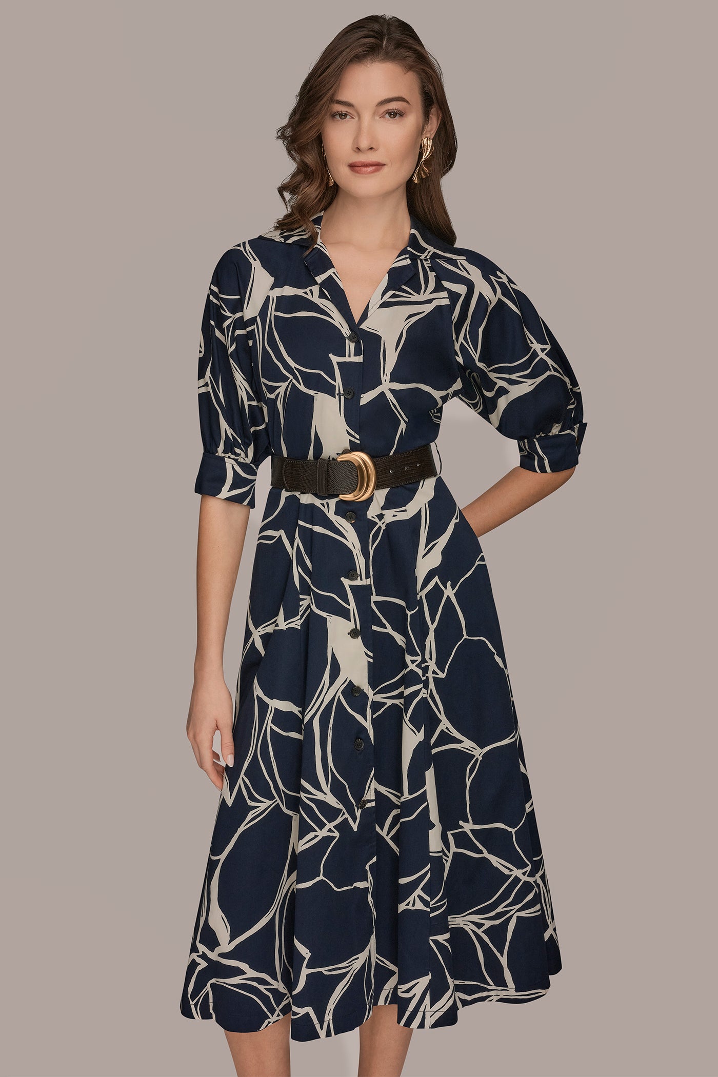 COTTON PRINTED MIDI SHIRT DRESS VIEW 4 | Dresses & Jumpsuits