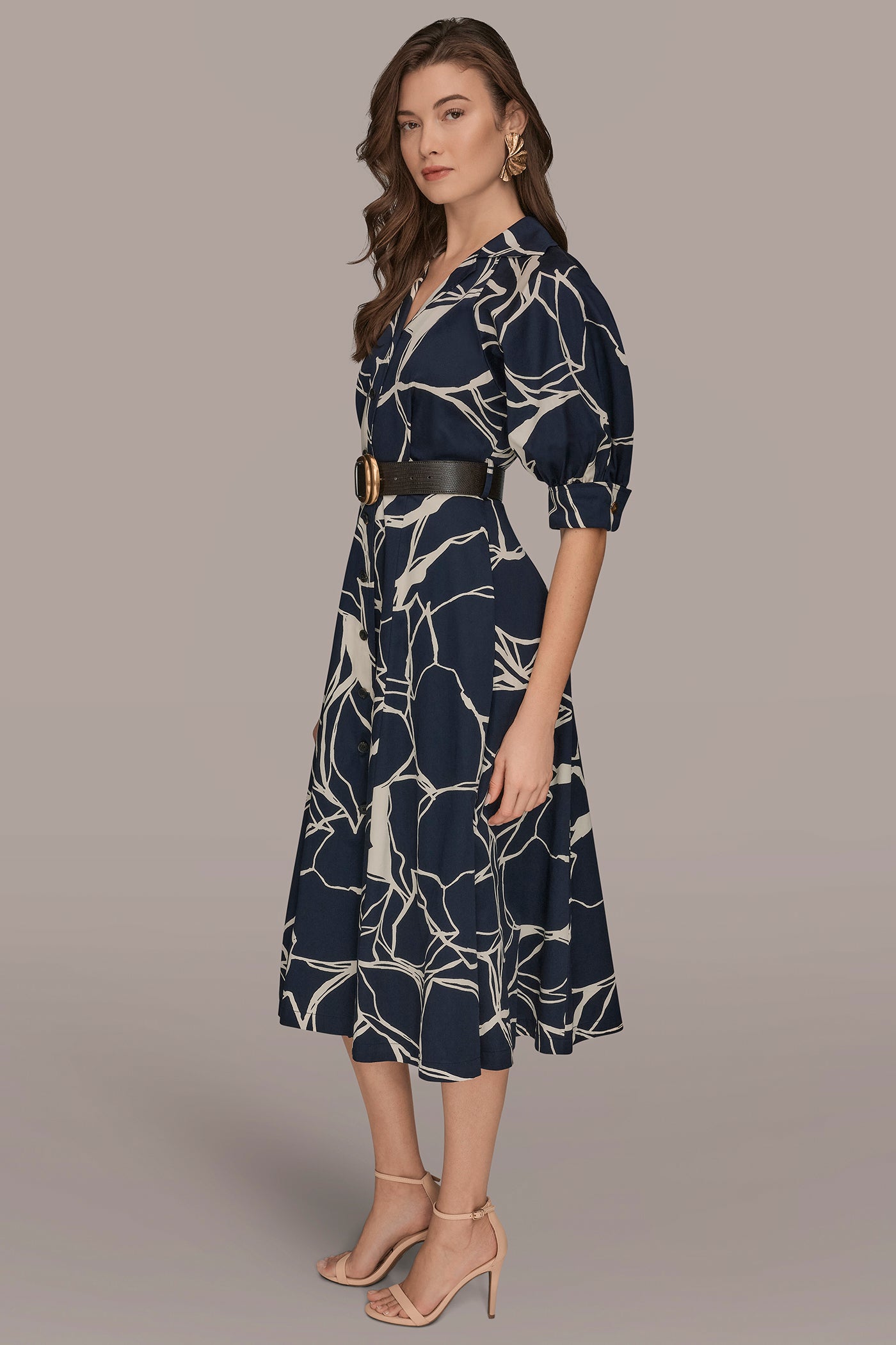 COTTON PRINTED MIDI SHIRT DRESS VIEW 3 | Dresses & Jumpsuits