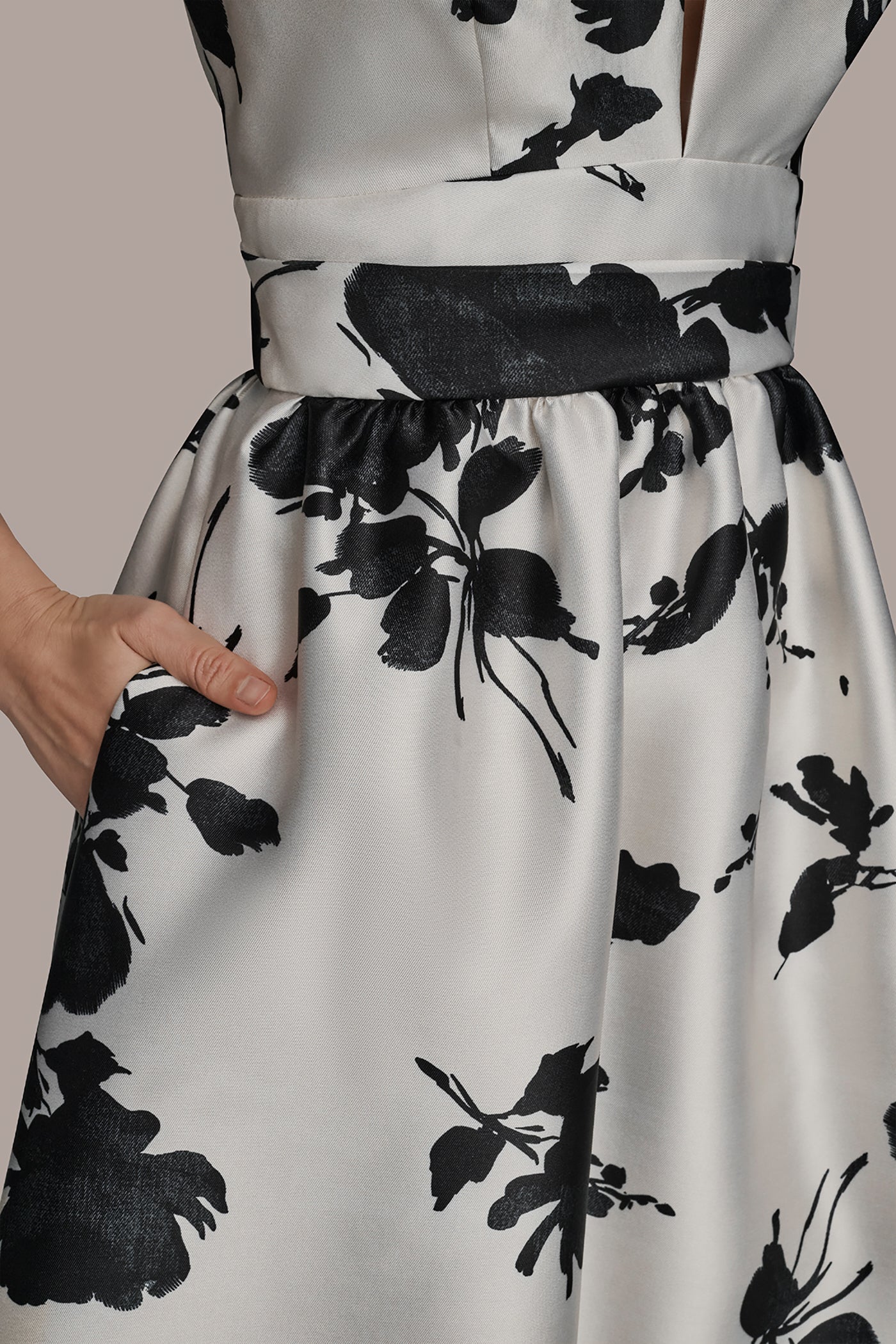 MIKADO SLEEVELESS V-NECK FLORAL GOWN VIEW 7 | Dresses & Jumpsuits