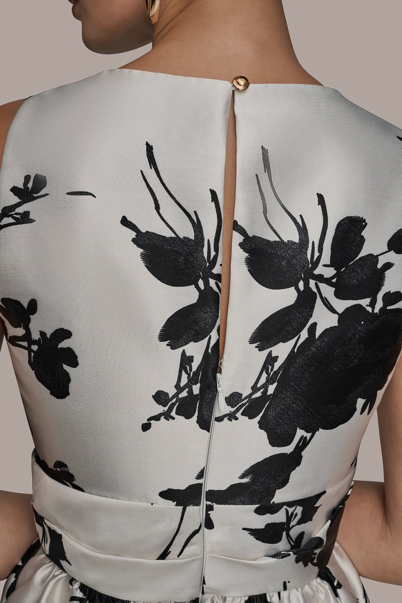 MIKADO SLEEVELESS V-NECK FLORAL GOWN VIEW 6 | Dresses & Jumpsuits