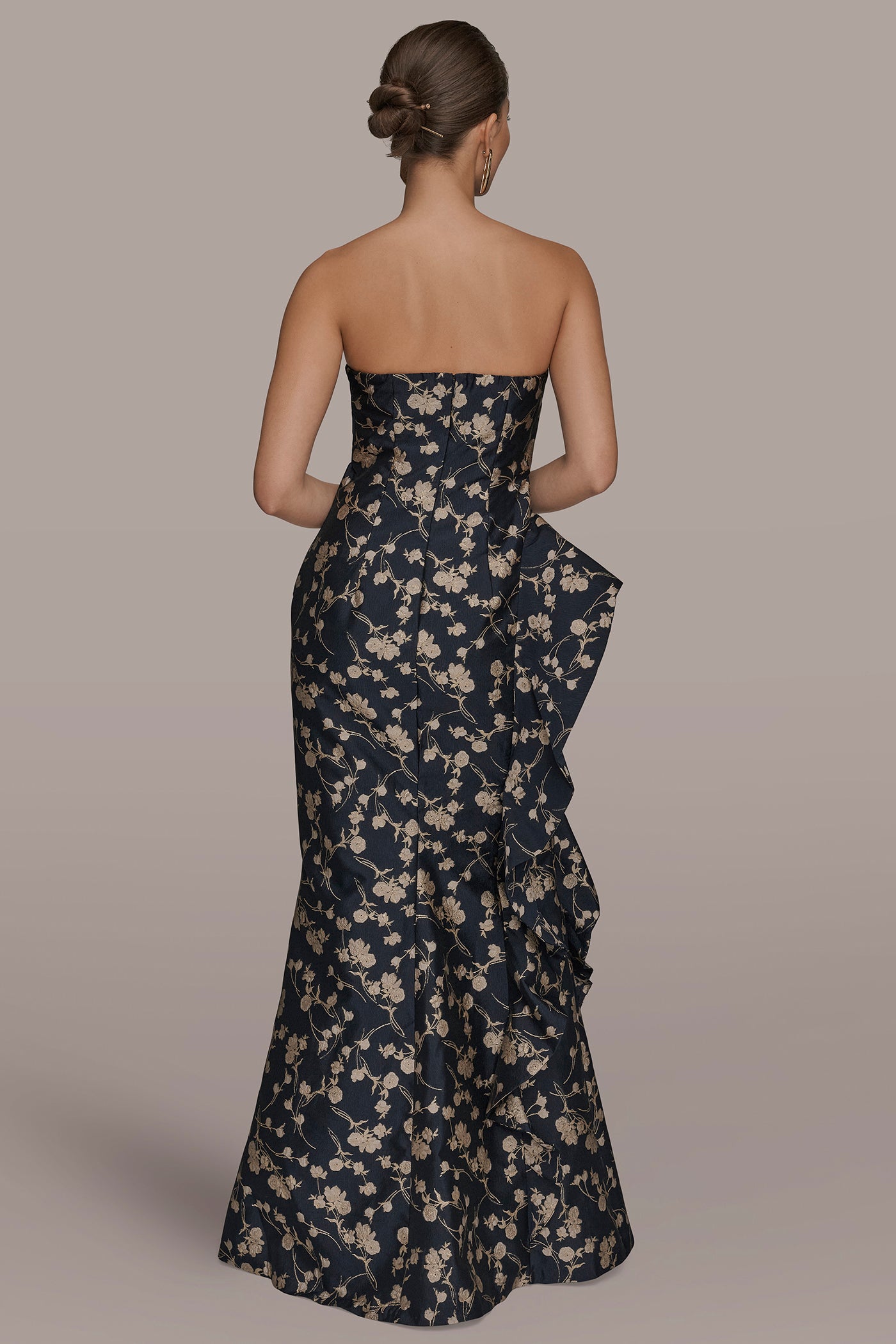STRAPLESS FLORAL RUFFLED HIGH-SPLIT GOWN | View 2 | Dresses & Jumpsuits