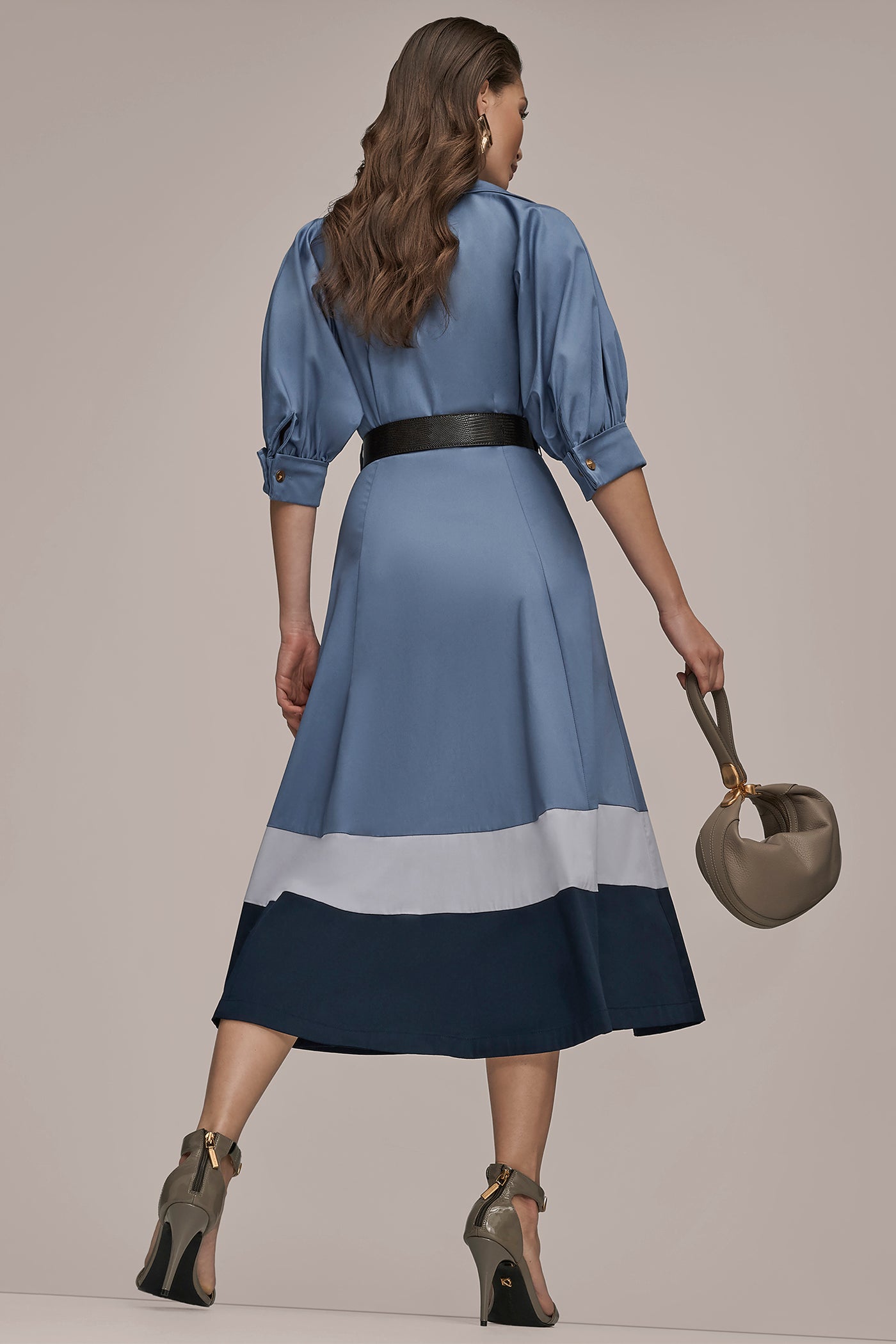 COTTON COLOR-BLOCK MIDI SHIRT DRESS VIEW 9 | New Arrivals