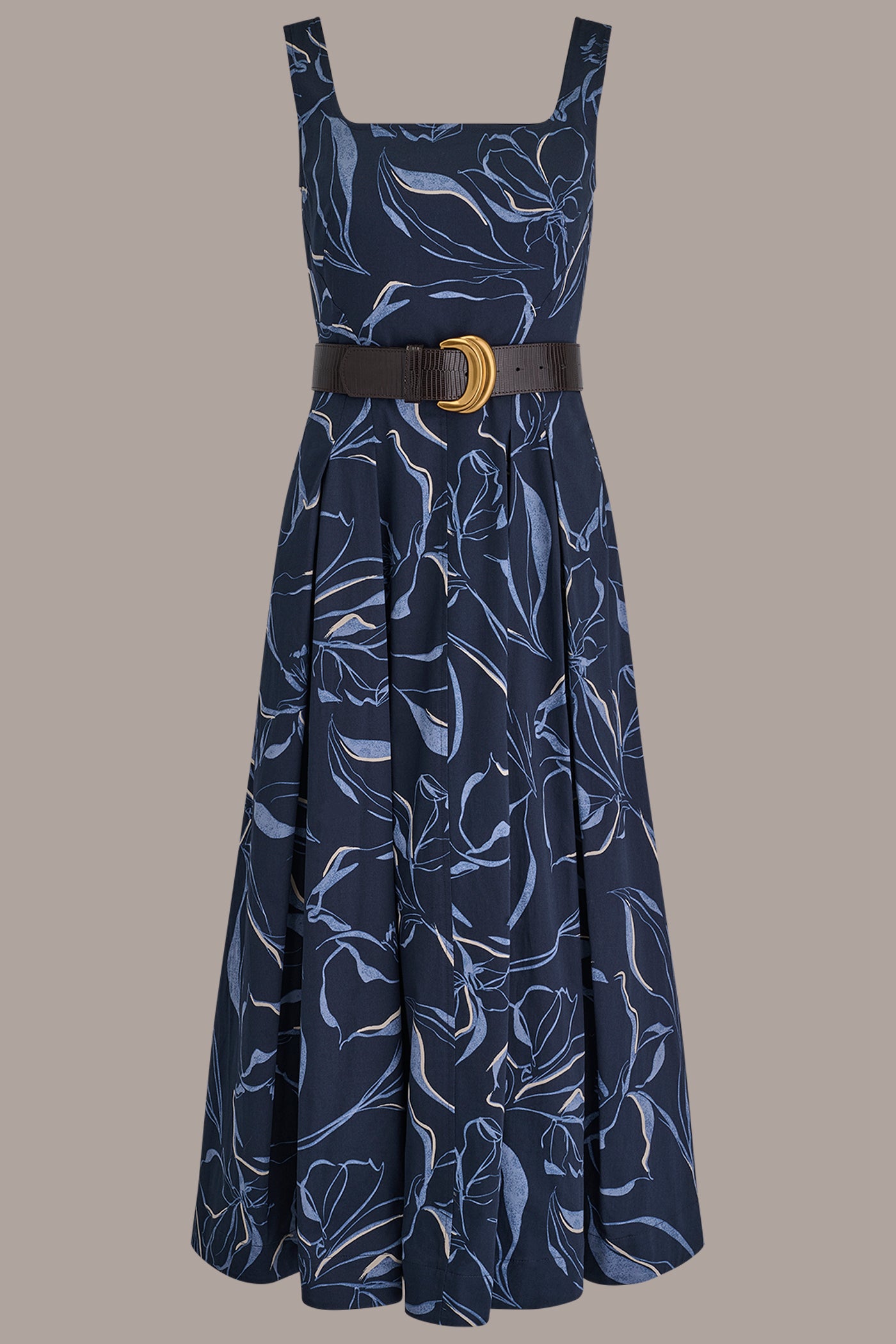 COTTON FLORAL SQUARE-NECK MIDI DRESS VIEW 12 | Dresses & Jumpsuits