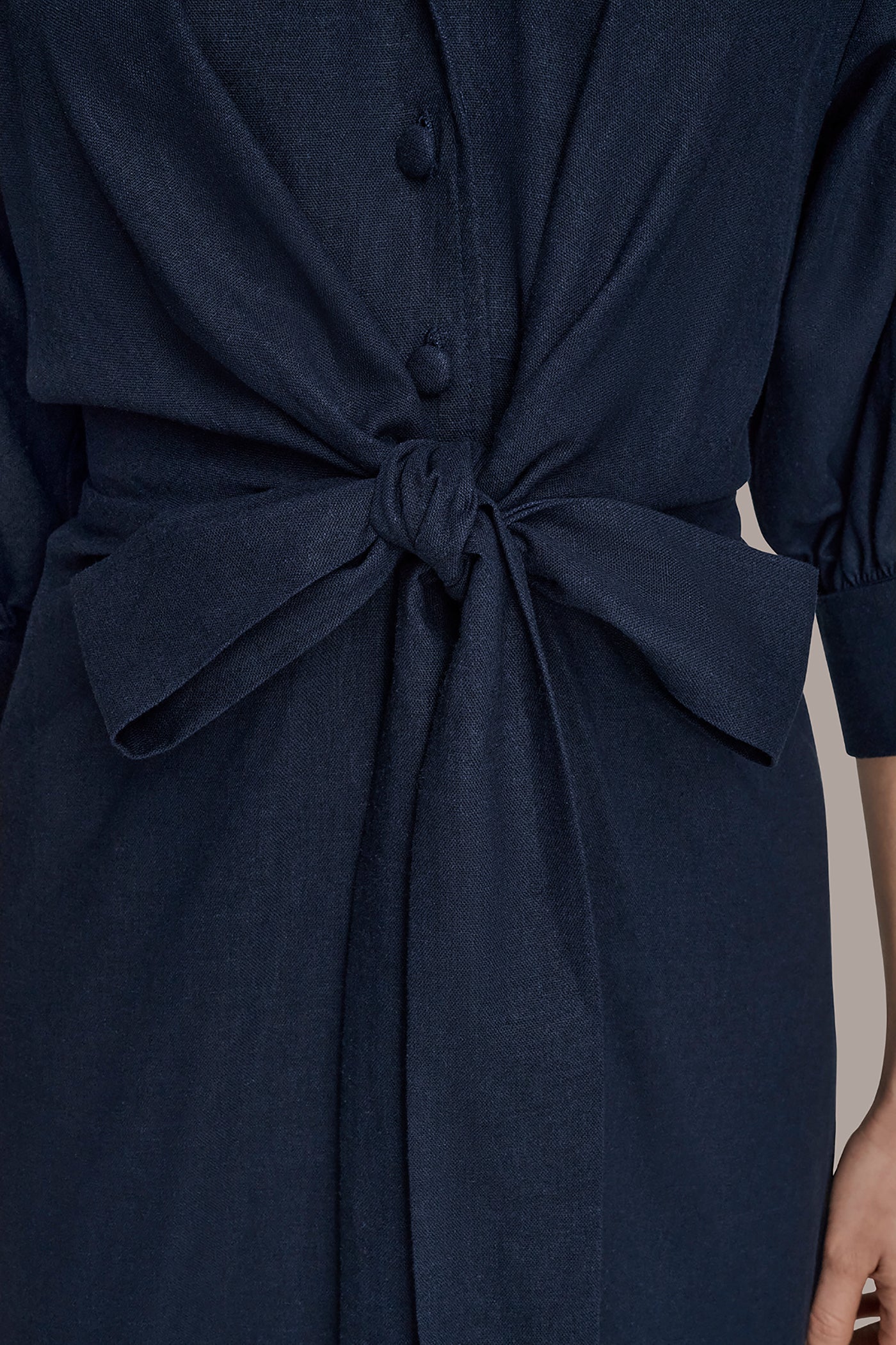 LINEN-BLEND PUFF SLEEVE MIDI SHIRT DRESS VIEW 5 | Dresses & Jumpsuits