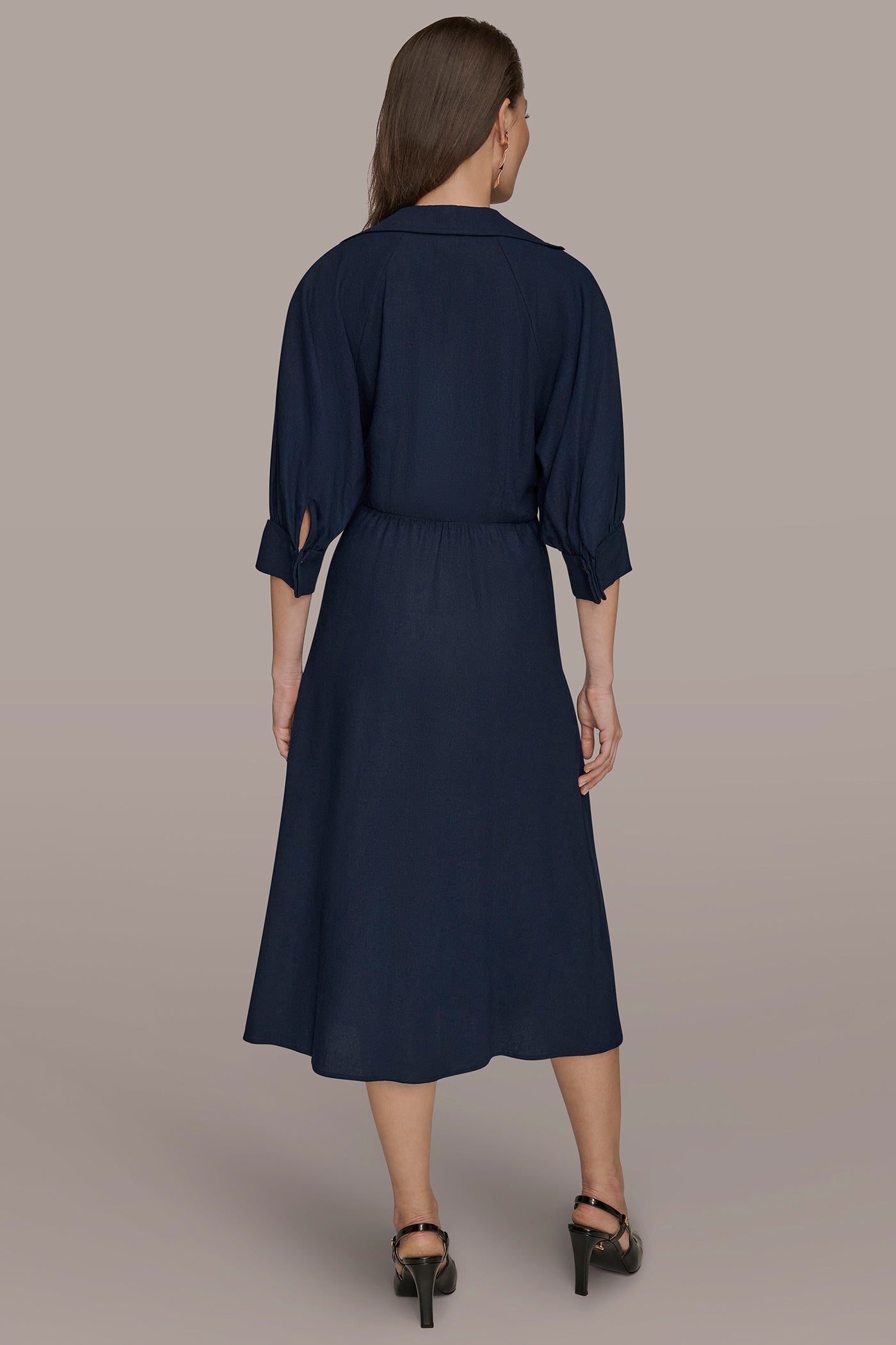 LINEN-BLEND PUFF SLEEVE MIDI SHIRT DRESS | View 2 | Dresses & Jumpsuits