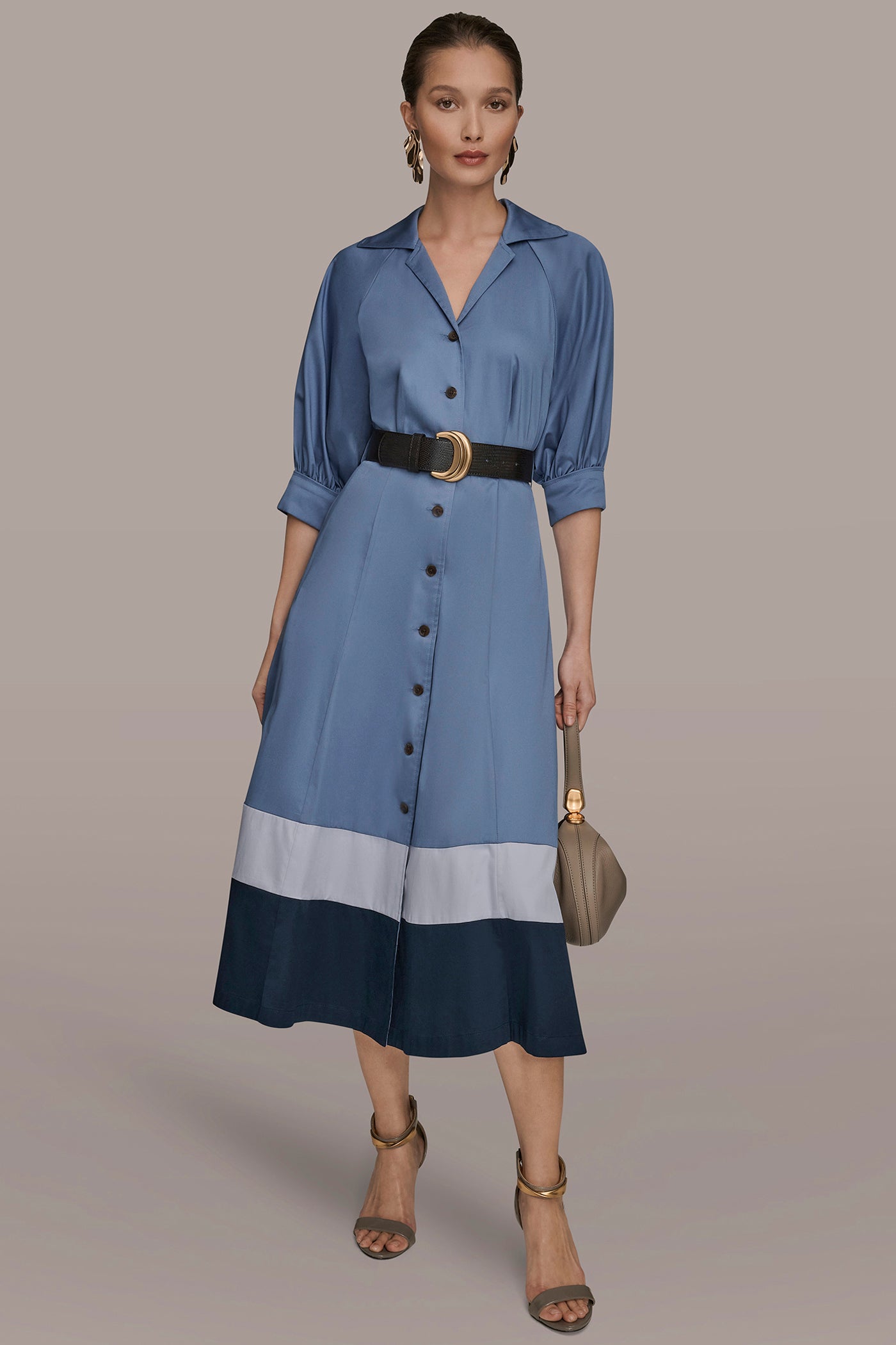 COTTON COLOR-BLOCK MIDI SHIRT DRESS VIEW 7 | New Arrivals