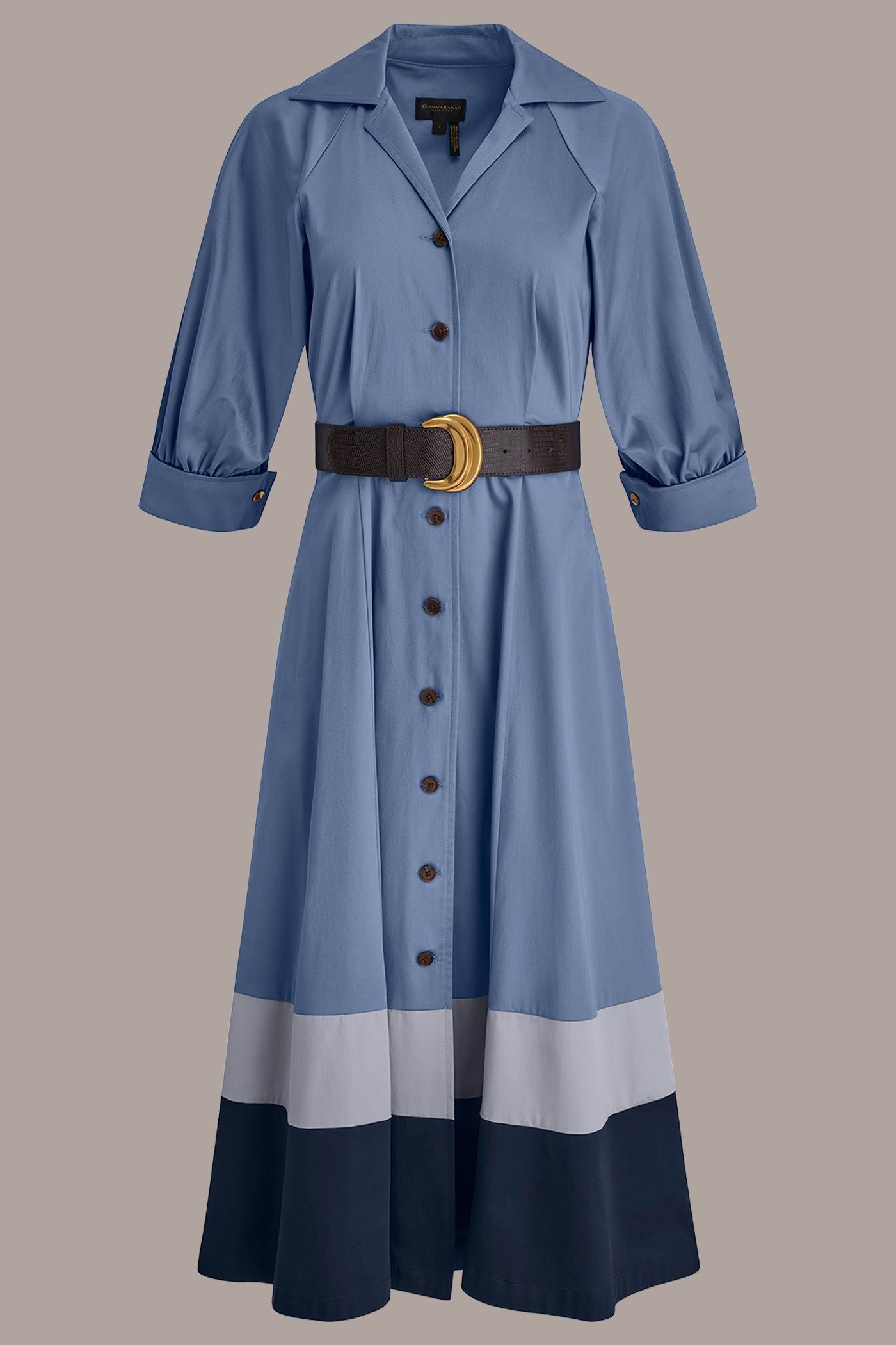 COTTON COLOR-BLOCK MIDI SHIRT DRESS VIEW 18 | New Arrivals