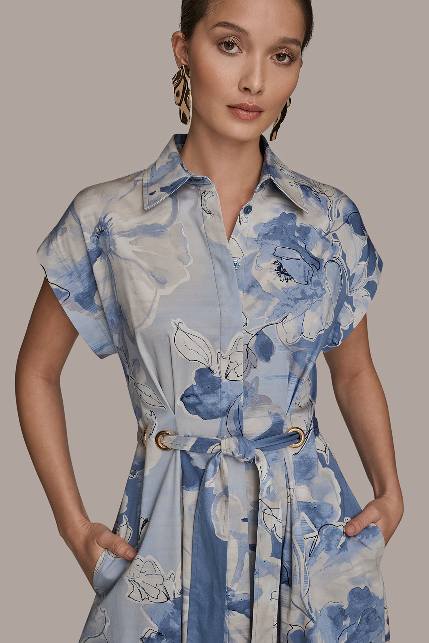 Cotton Floral Midi Shirt Dress | Shirt Dress | Donna Karan Cotton Floral Midi Shirt Dress | Shirt Dress | Donna Karan