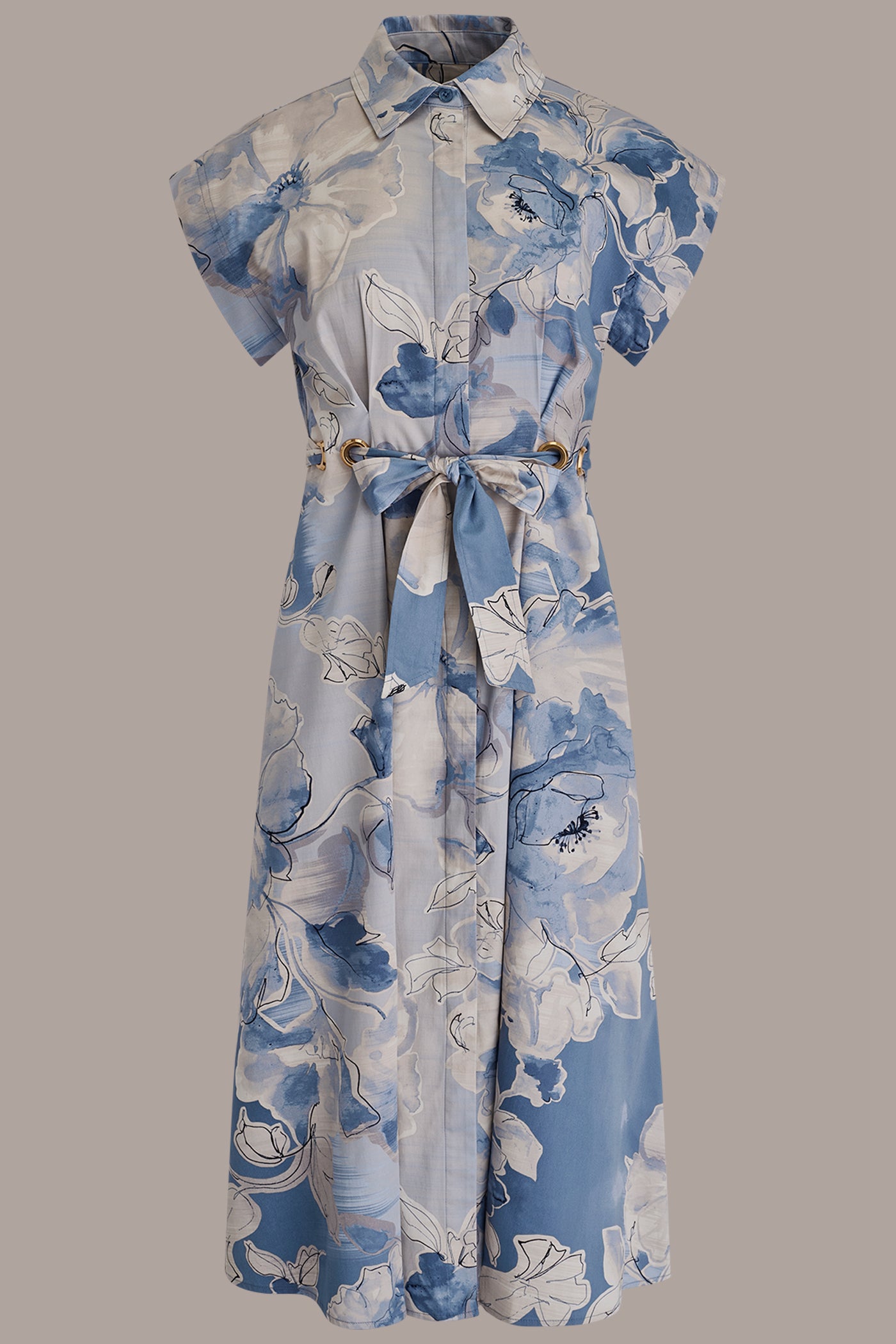 COTTON FLORAL MIDI SHIRT DRESS VIEW 9 | Dresses & Jumpsuits