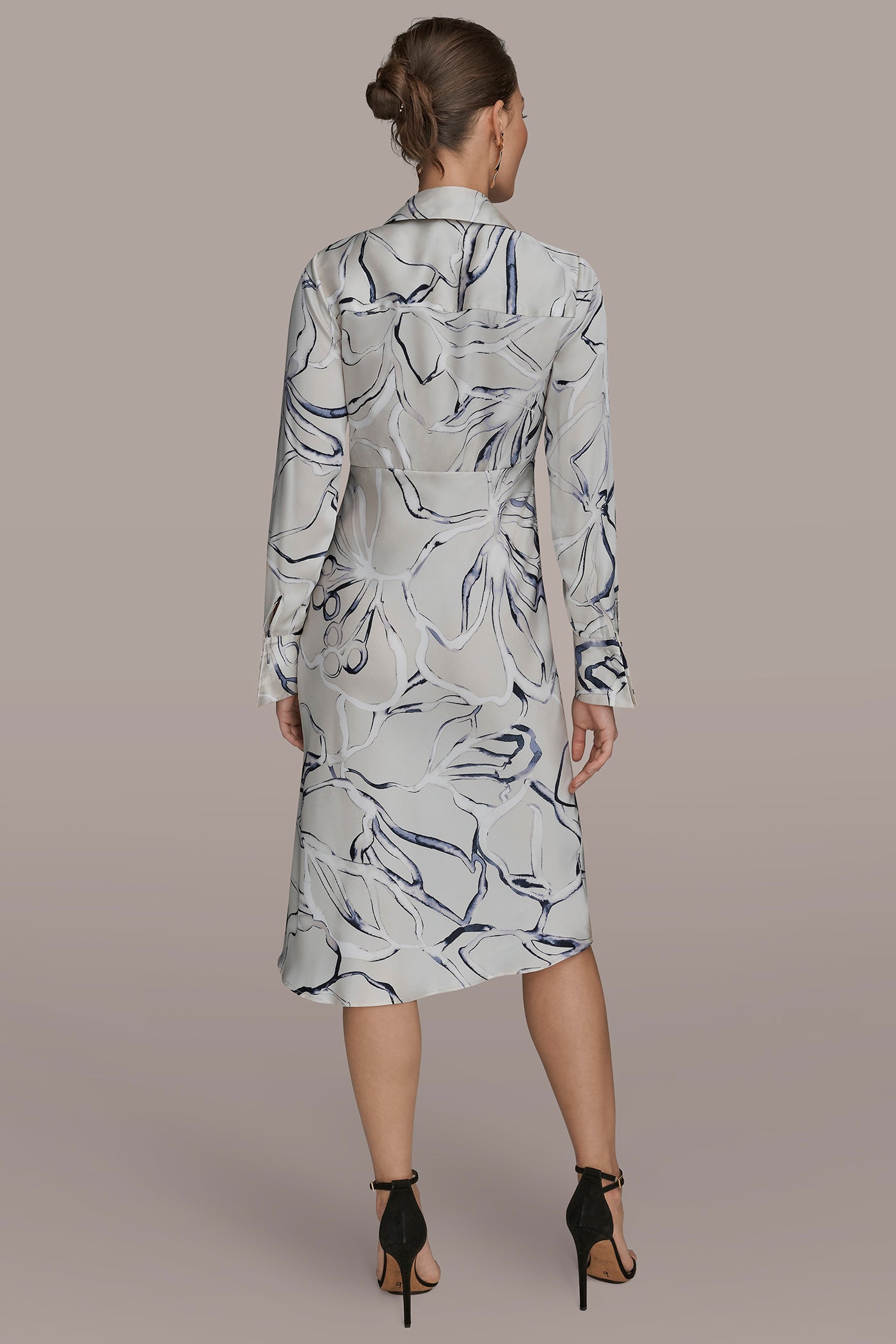 Donna Karan Women's Collared A-Line Dress - Vellum Multi - 14 Donna Karan Women's Collared A-Line Dress - Vellum Multi - 14