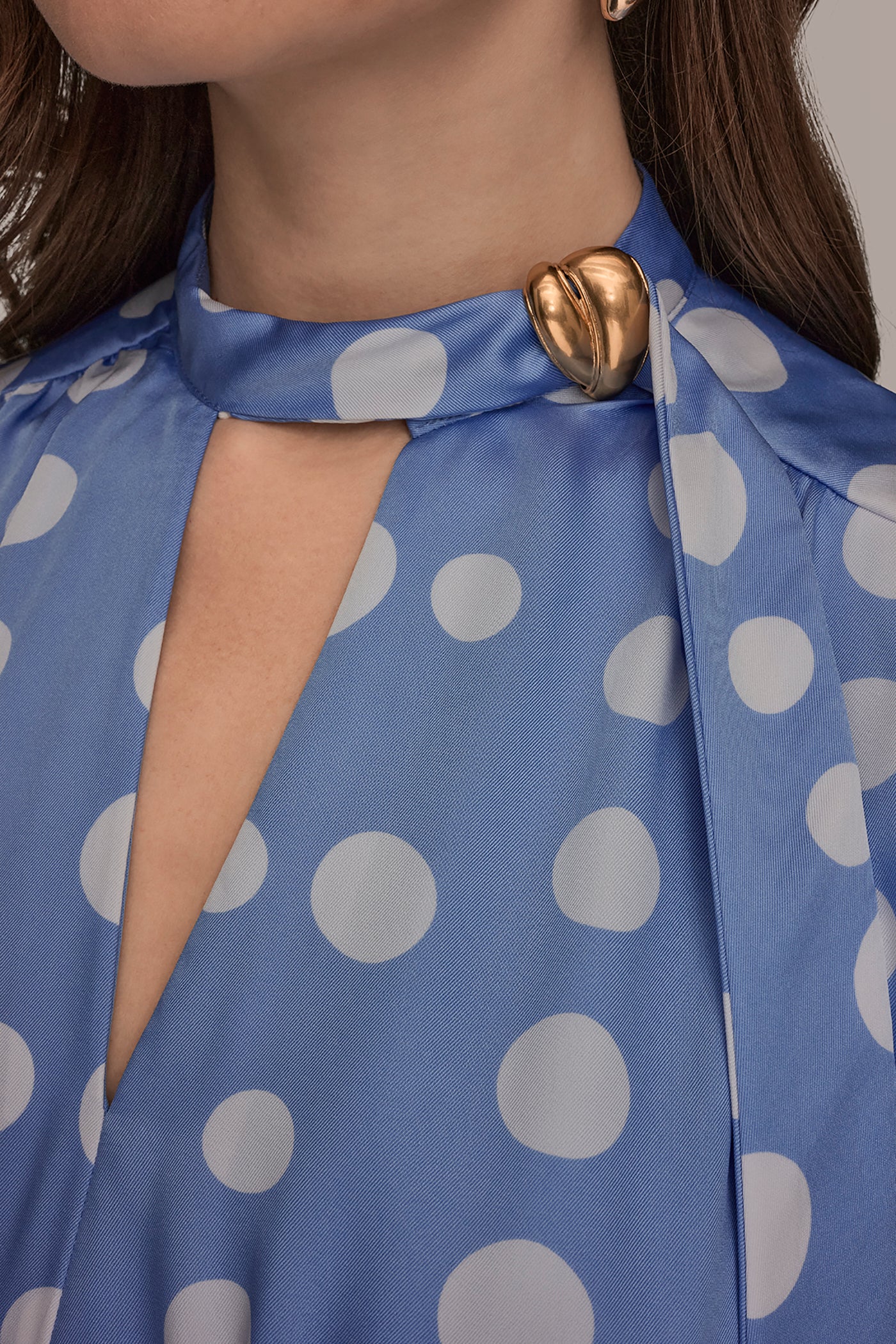 SATIN POLKA-DOT TIE-NECK MIDI DRESS VIEW 5 | New Arrivals