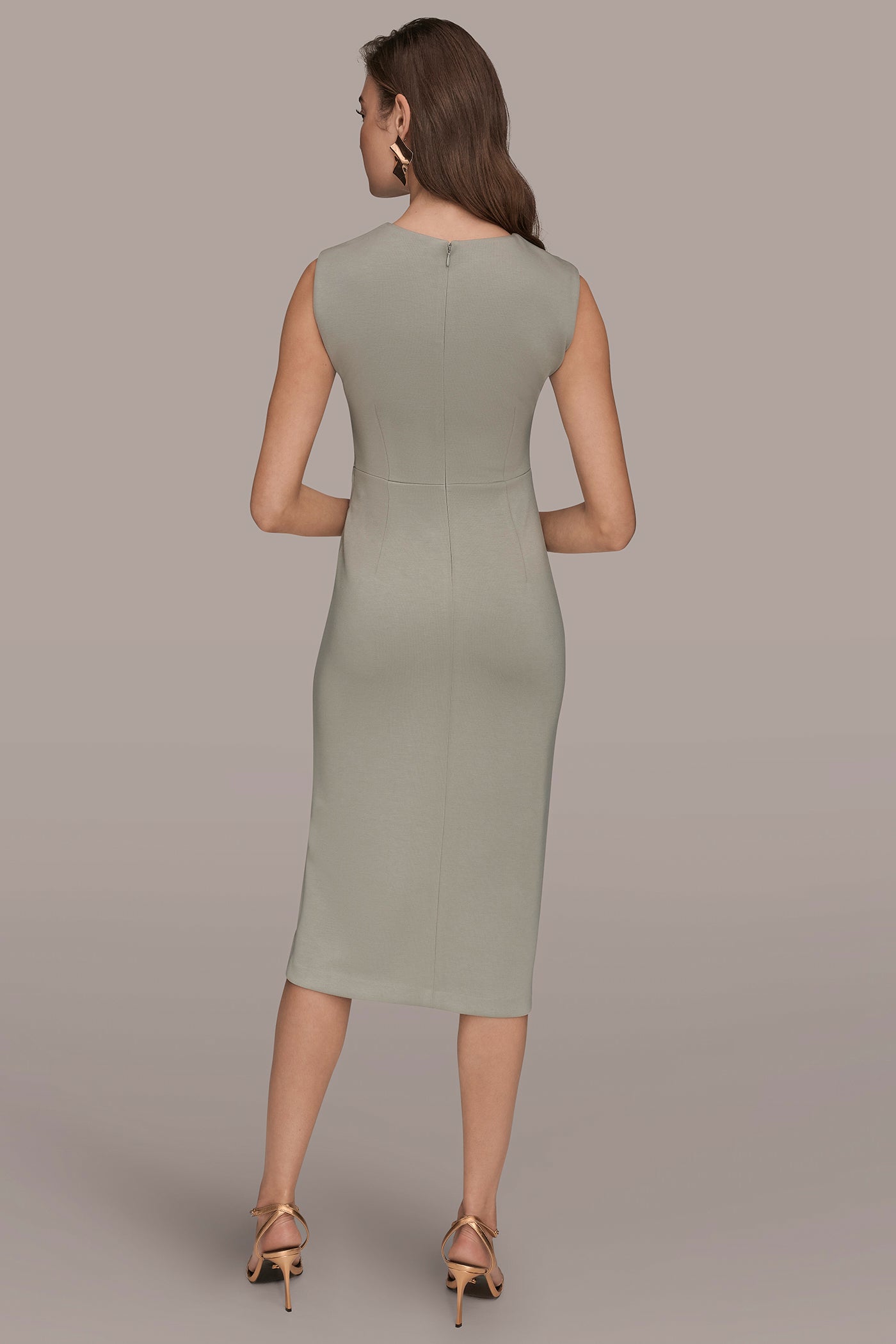 SLEEVELESS CREW-NECK TWIST MIDI SHEATH DRESS | View 2 | Dresses & Jumpsuits