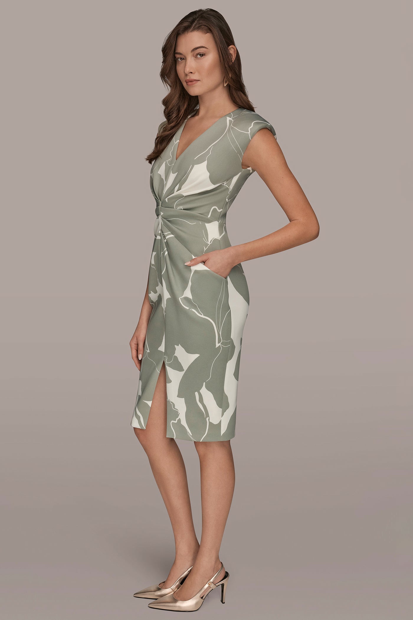 FLORAL CAP SLEEVE MIDI SHEATH DRESS VIEW 3 | Dresses & Jumpsuits