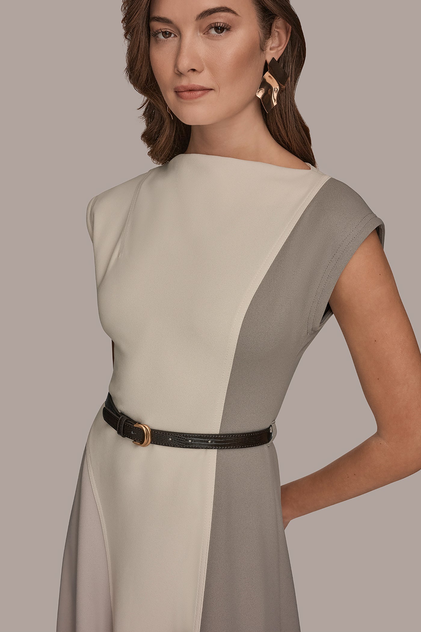 CAP SLEEVE COLOR-BLOCK MIDI DRESS VIEW 4 | Dresses & Jumpsuits