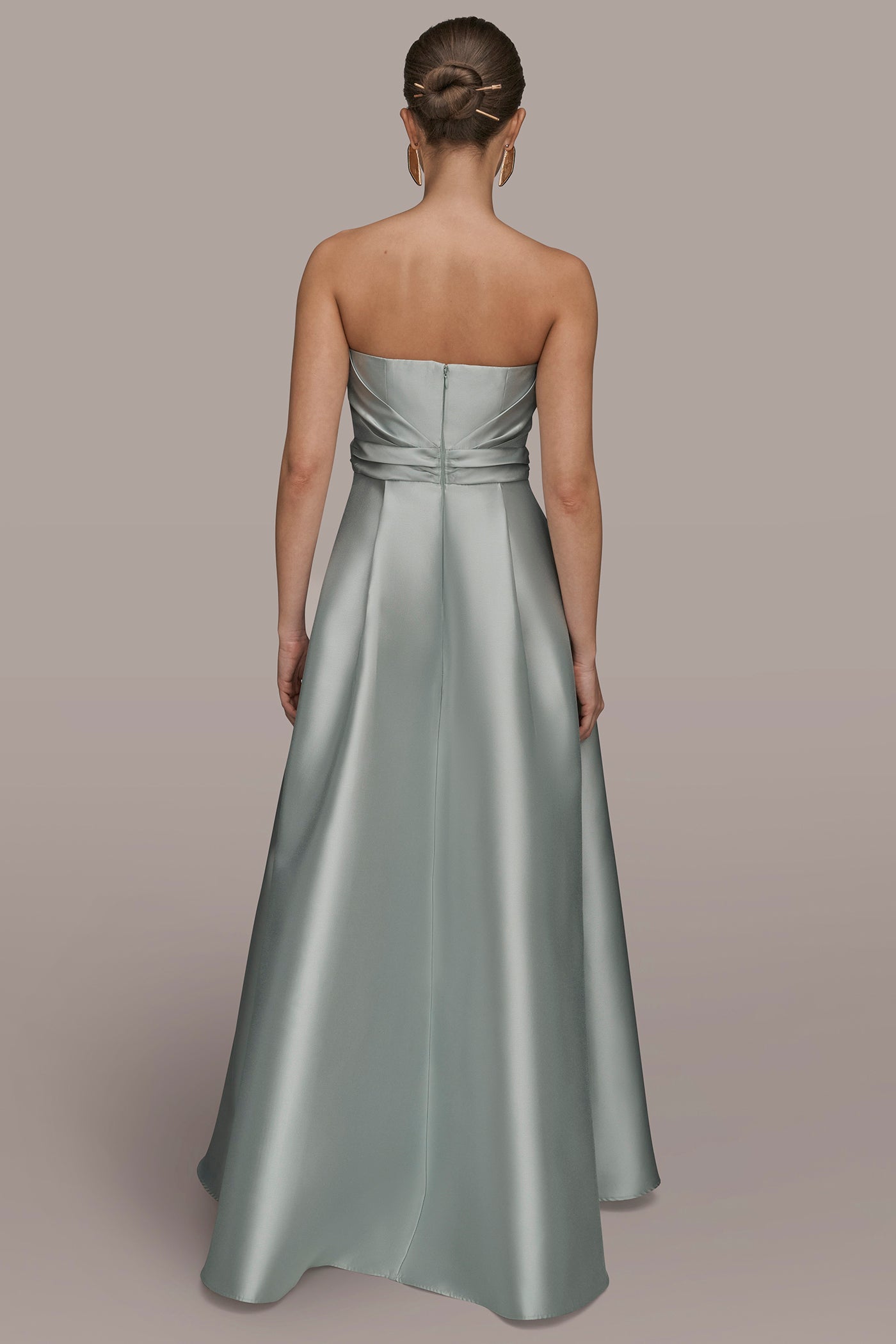 Donna Karan Women's Mikado Satin Strapless Gown in Misty Blue Donna Karan Women's Mikado Satin Strapless Gown in Misty Blue
